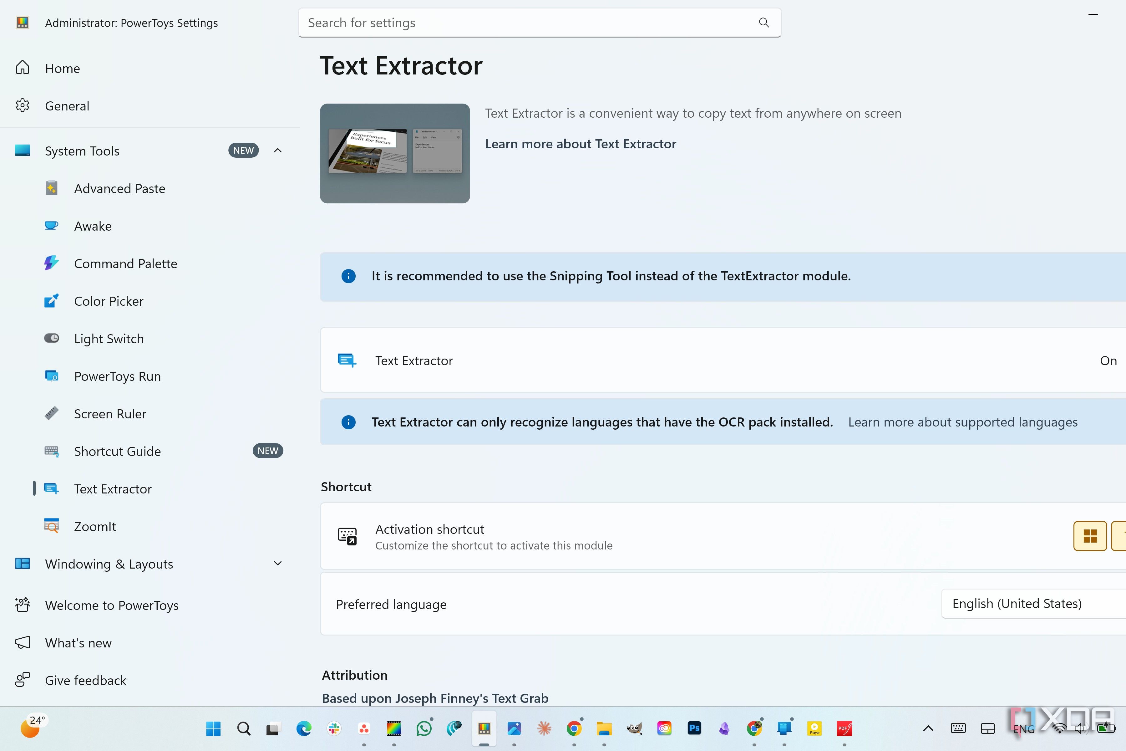 I copy text from images and videos with PowerToys Text Extractor