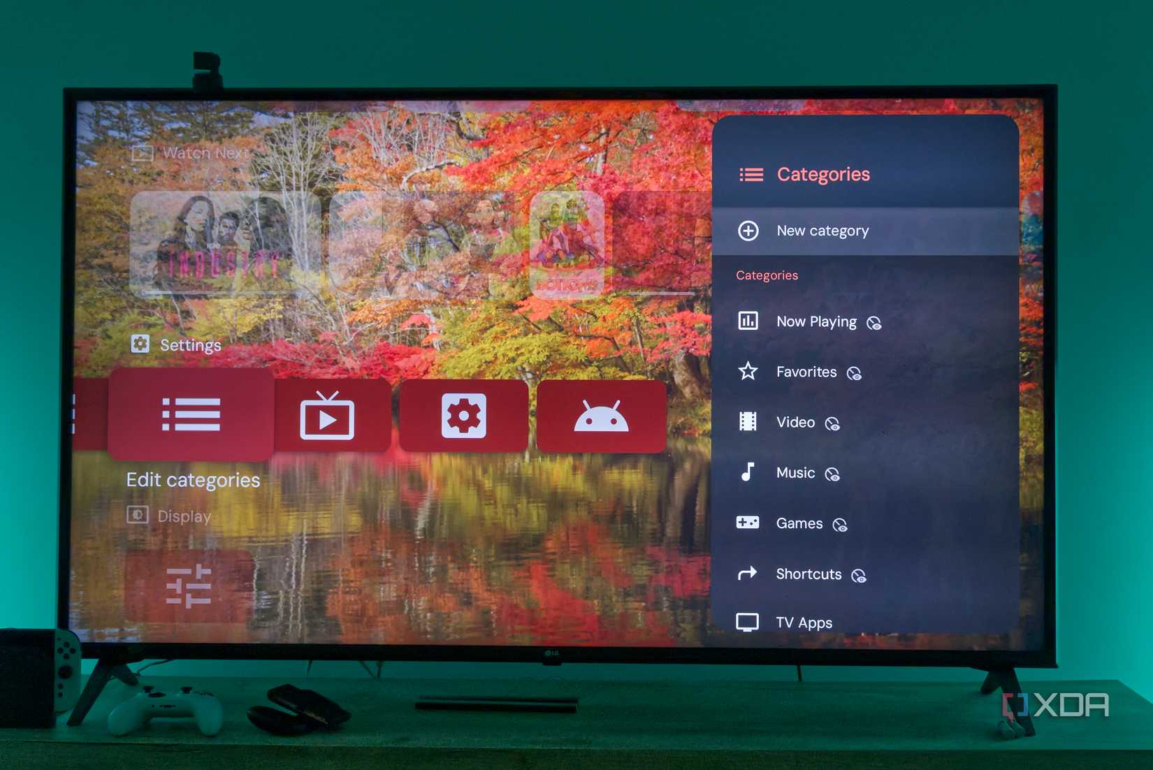 TV showing category settings in Projectivy launcher for Android TV