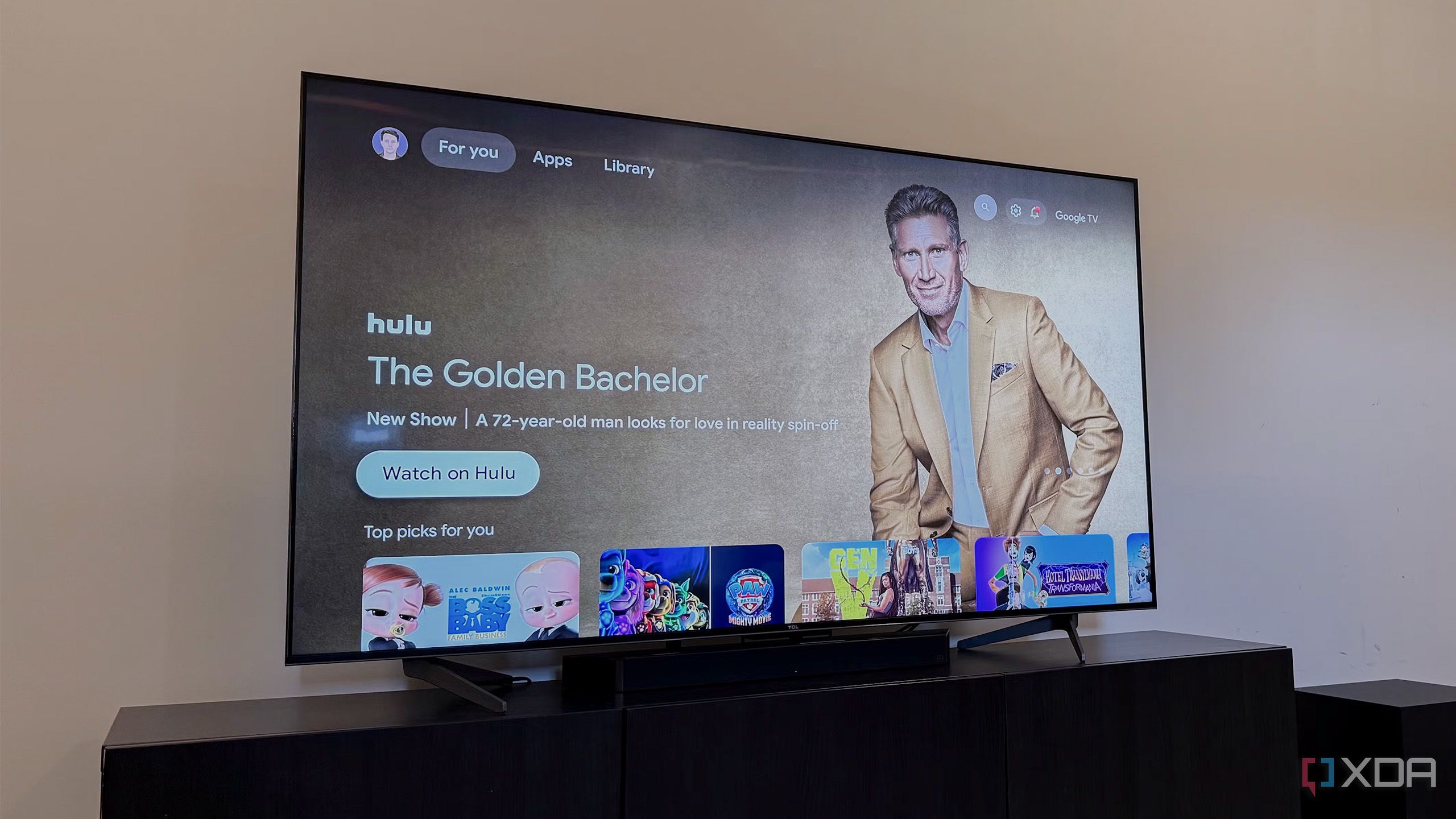 smart tv on a cabinet