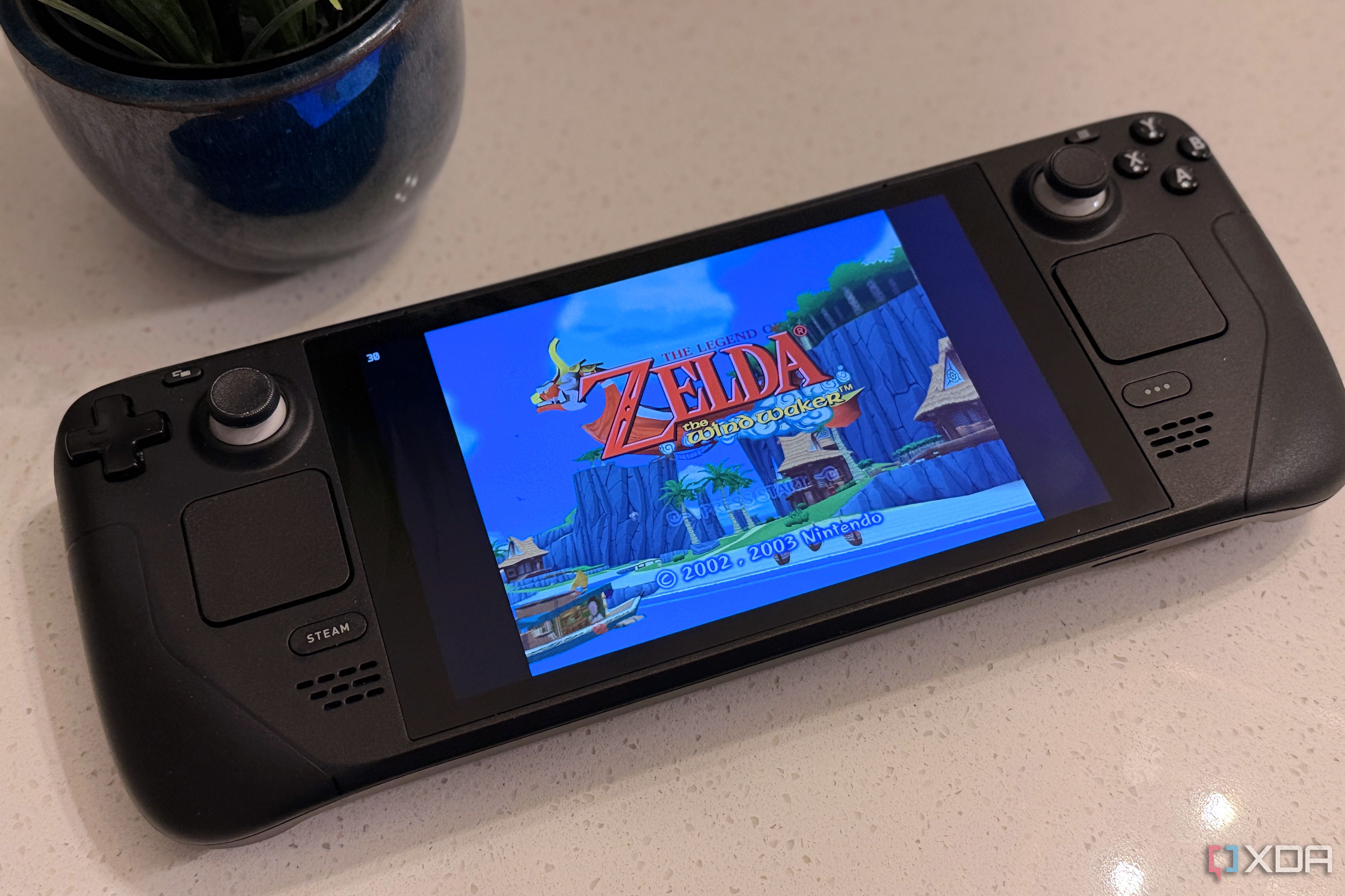 steam deck with emulator running