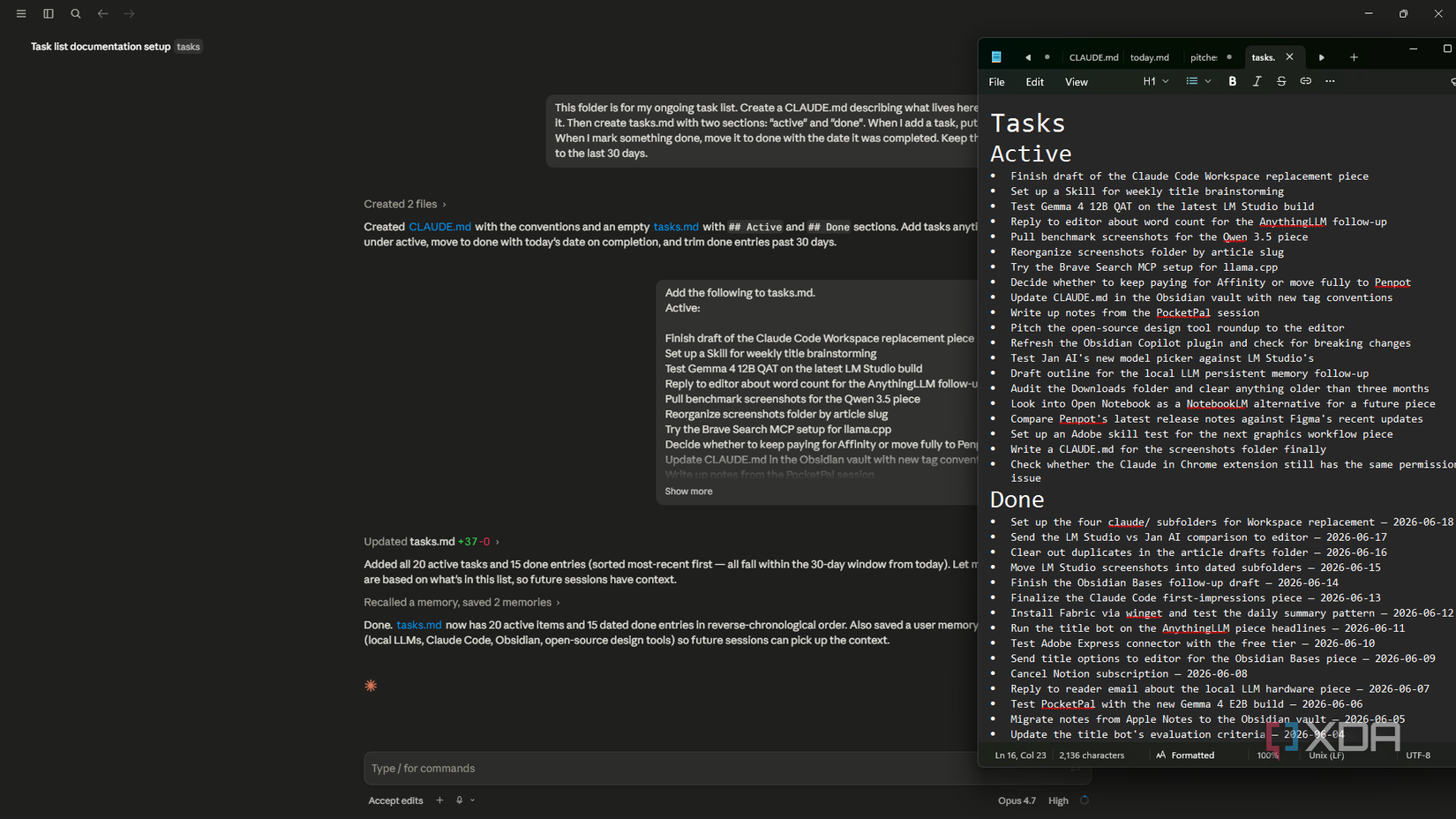 task list created with claude code