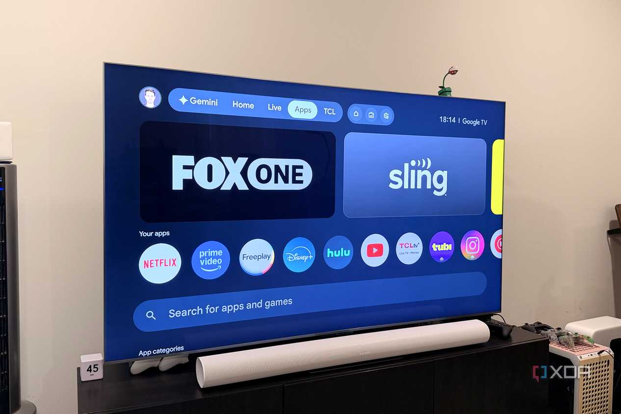 tcl qm9k showing android tv apps tab