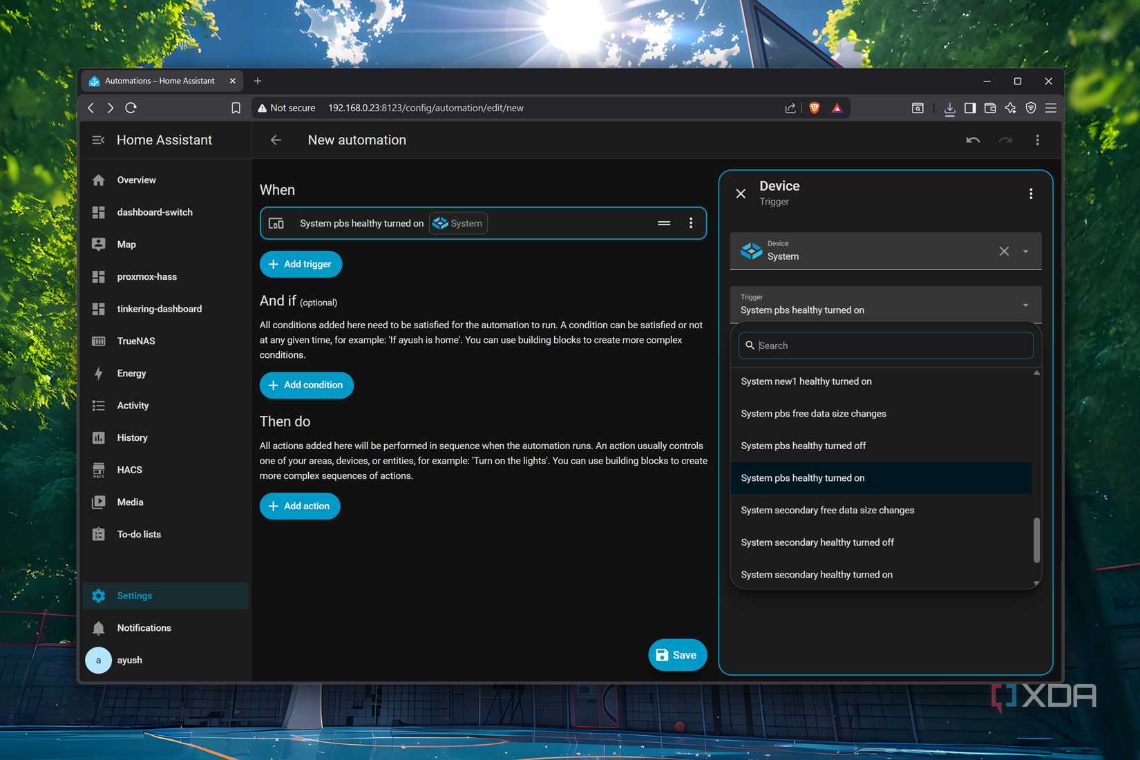 Designing automation chains involving TrueNAS entites