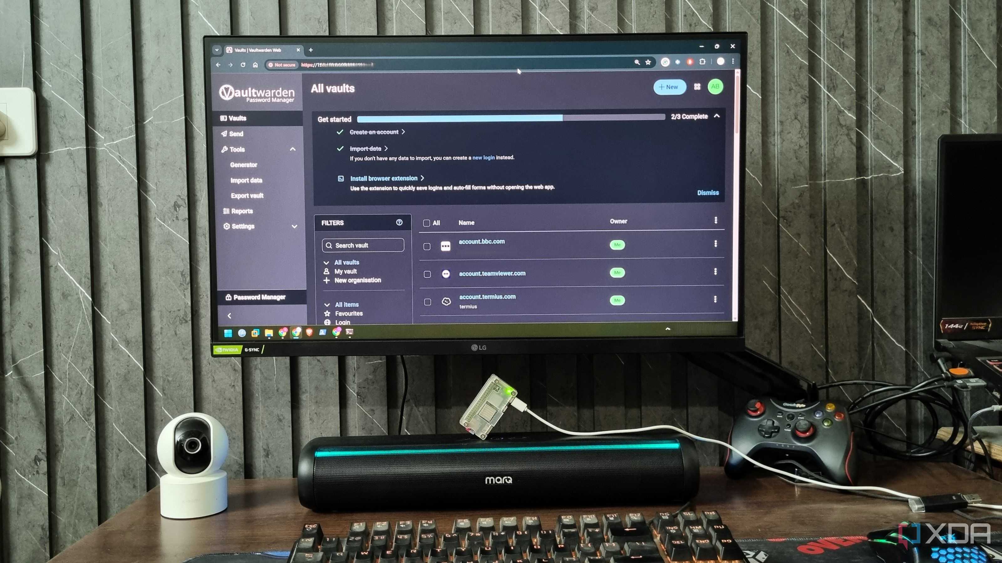 photo of vaultwarden portal in chrome running on pi zero 2w