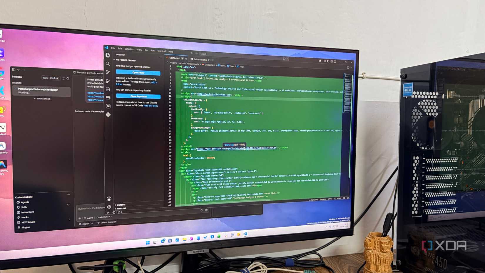 VS Code creating an HTML file