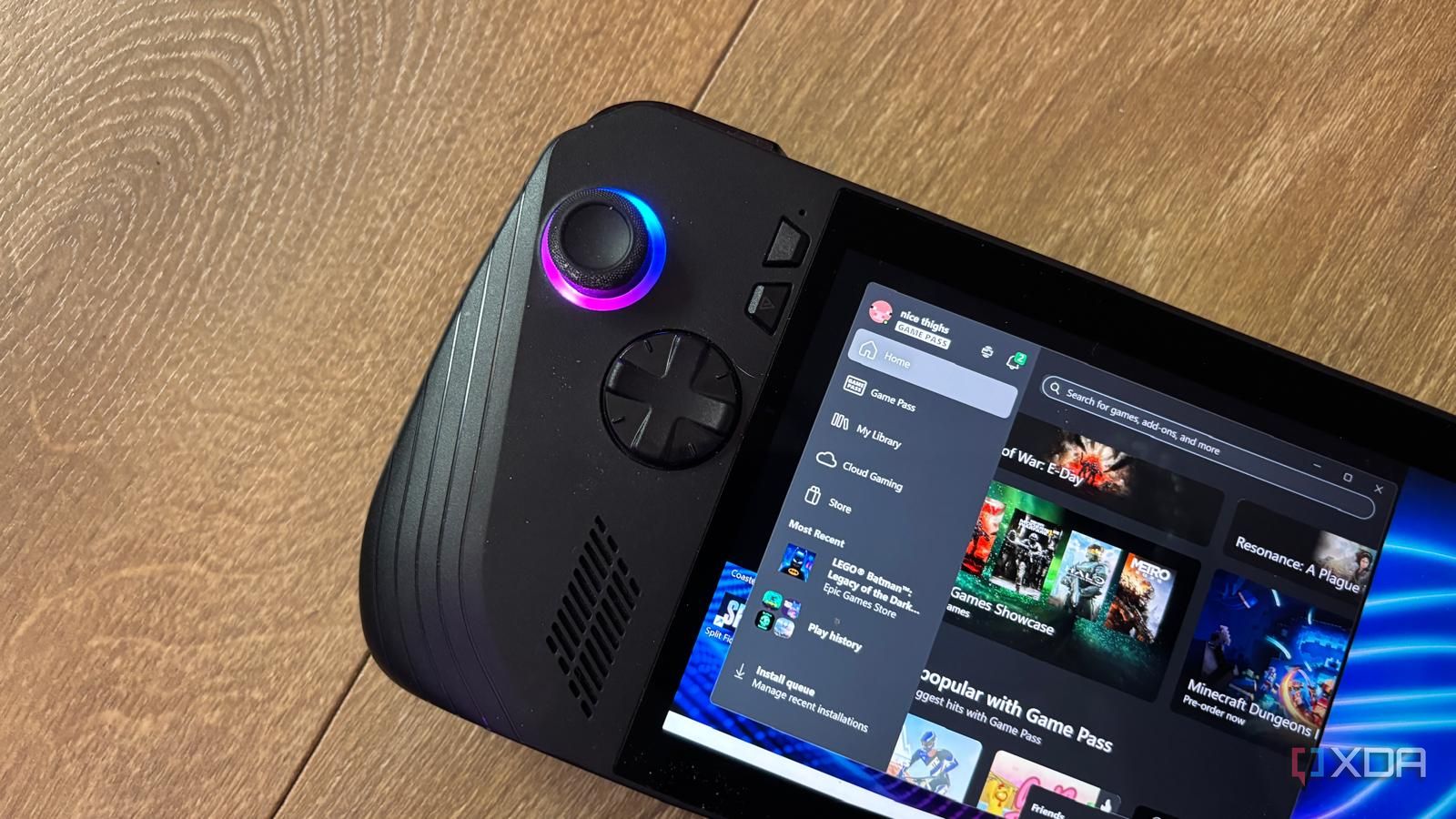 Asus ROG Ally X Xbox mode glitches shown on screen