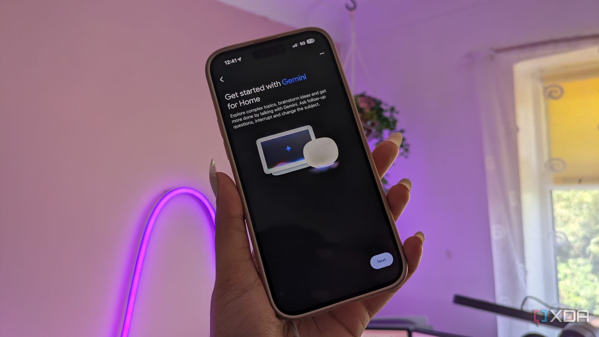 Gemini for home on phone being held up