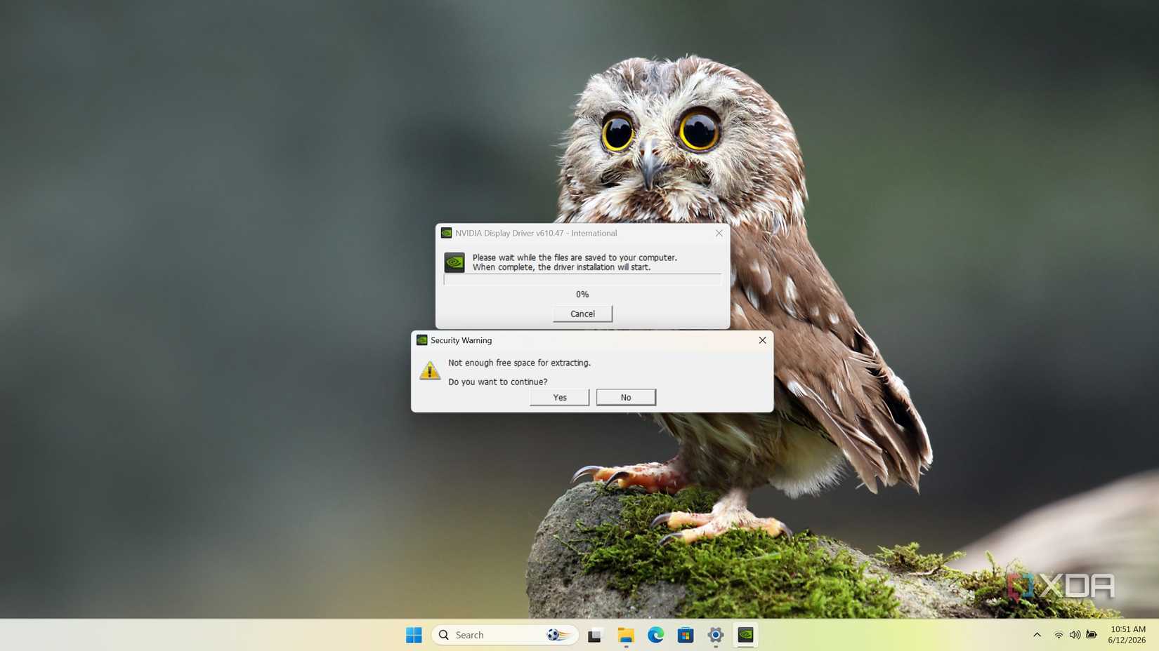 Screenshot of Windows 11 Portable USB nvidia driver installation