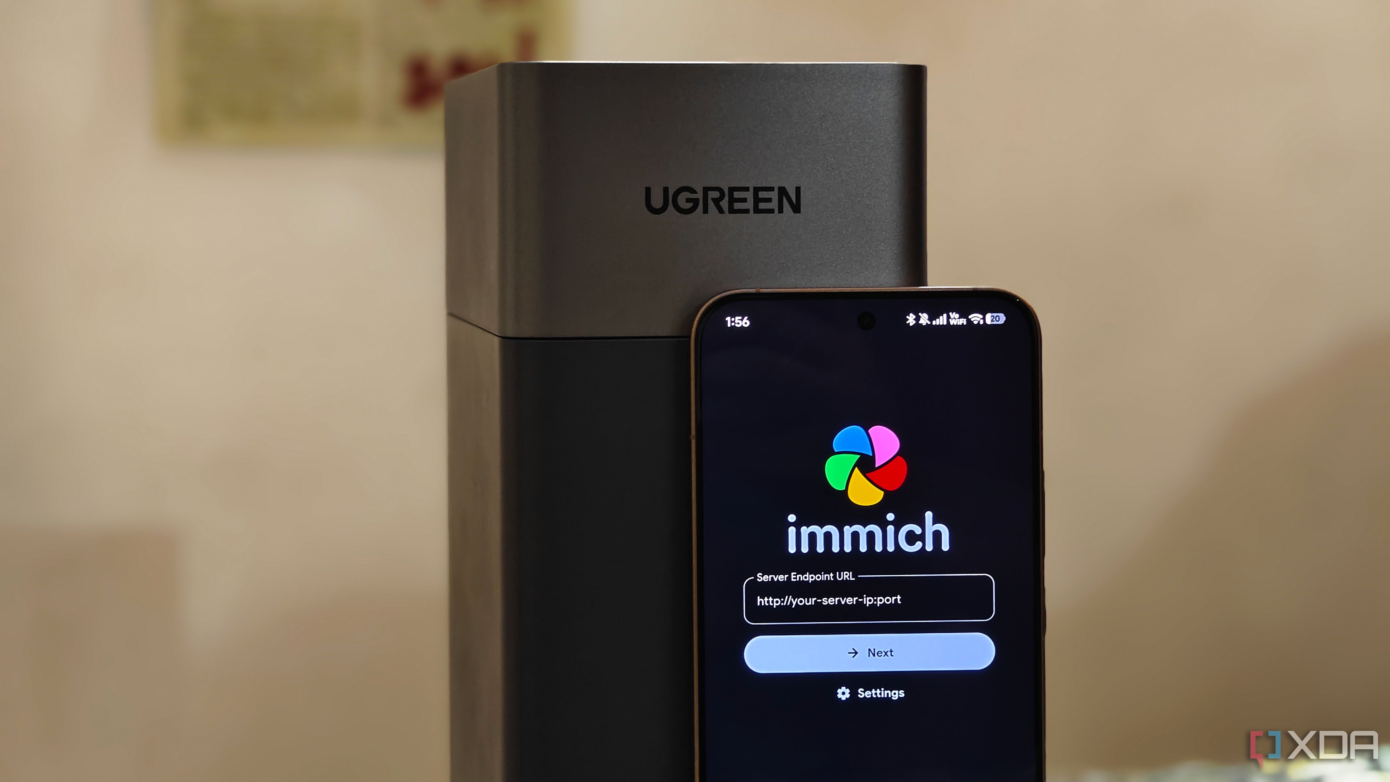 Ugreen NAS alongside Android phone