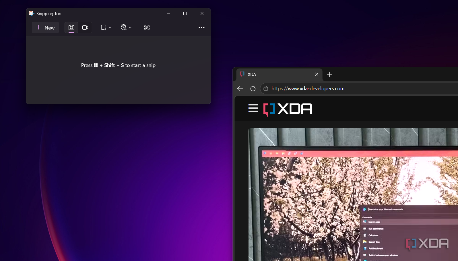shows Snipping Tool basic controls