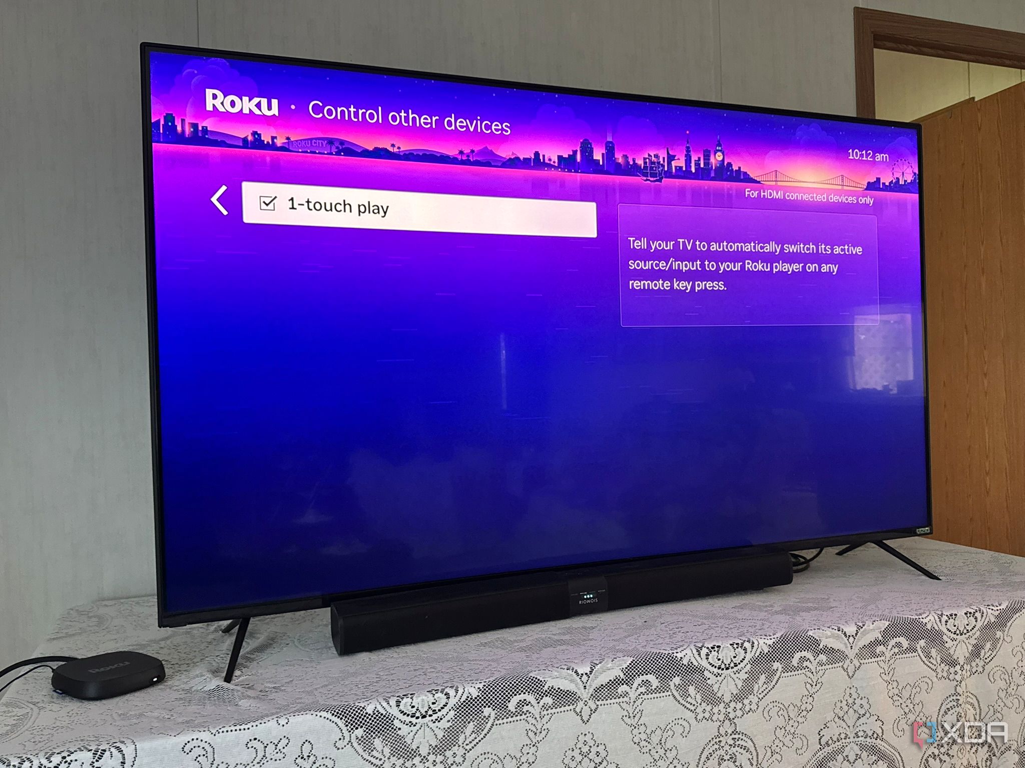 shows Roku 1-touch play setting