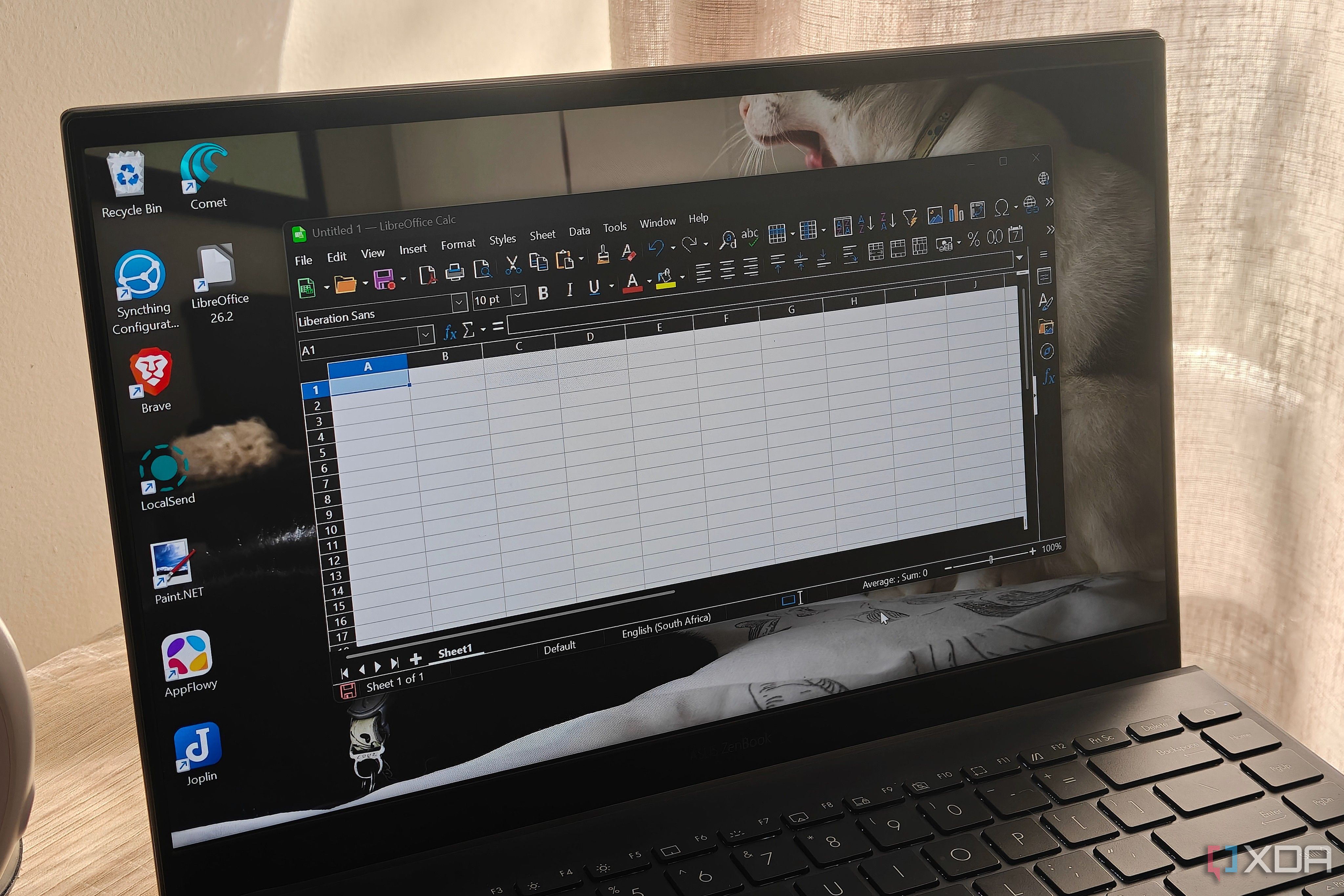 a libreoffice spreadsheet on a laptop