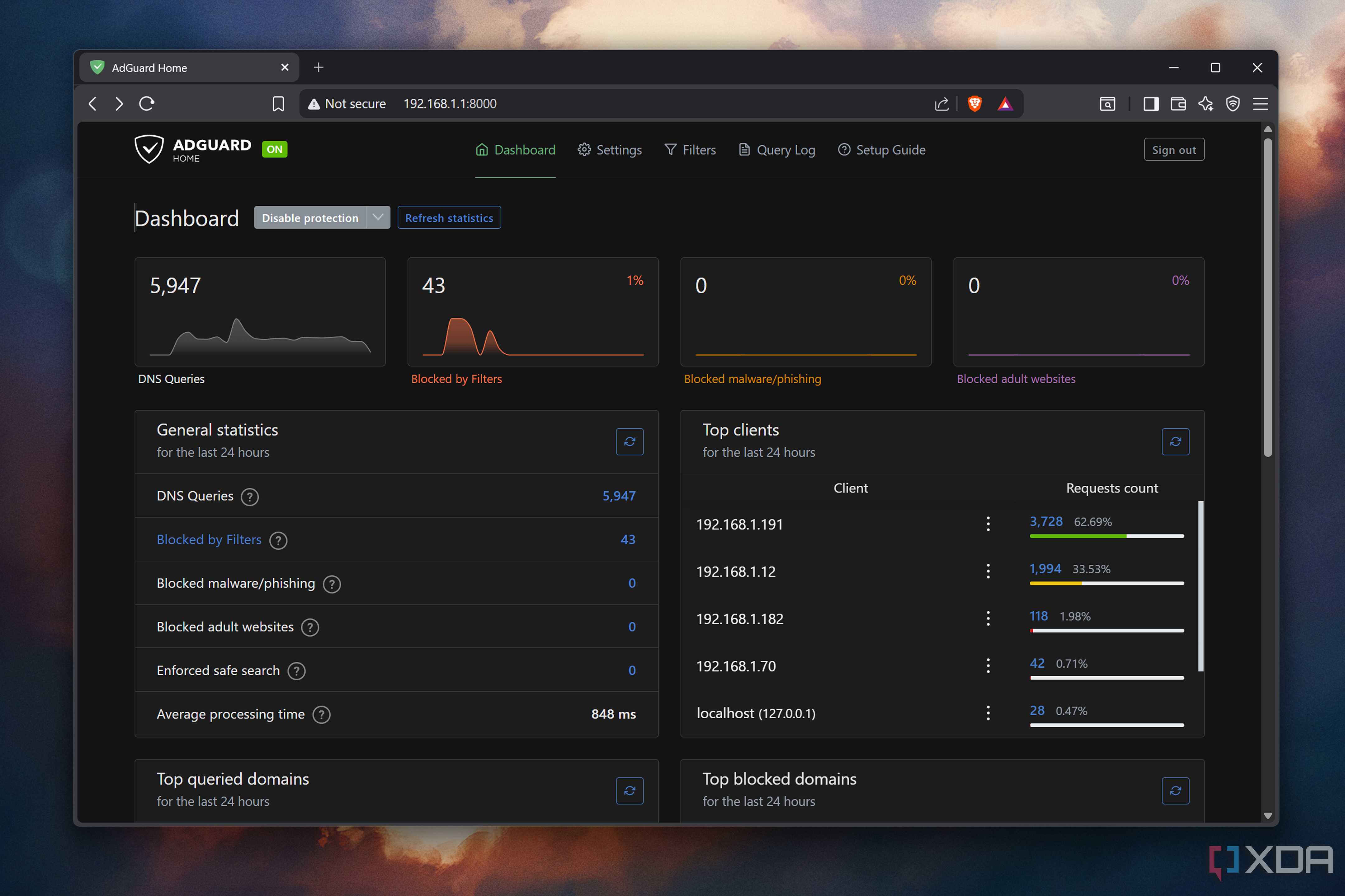 Accessing the AdGuard dashboard