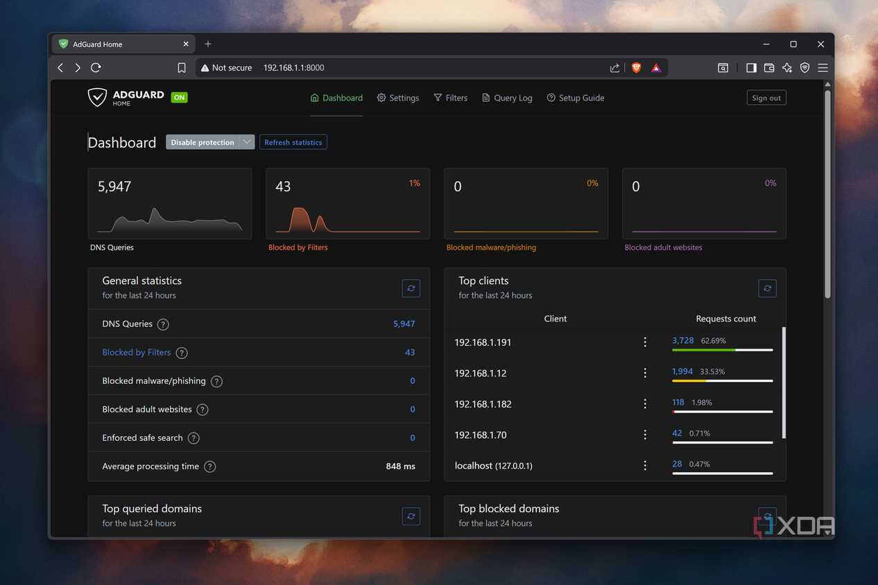 Accessing the AdGuard dashboard