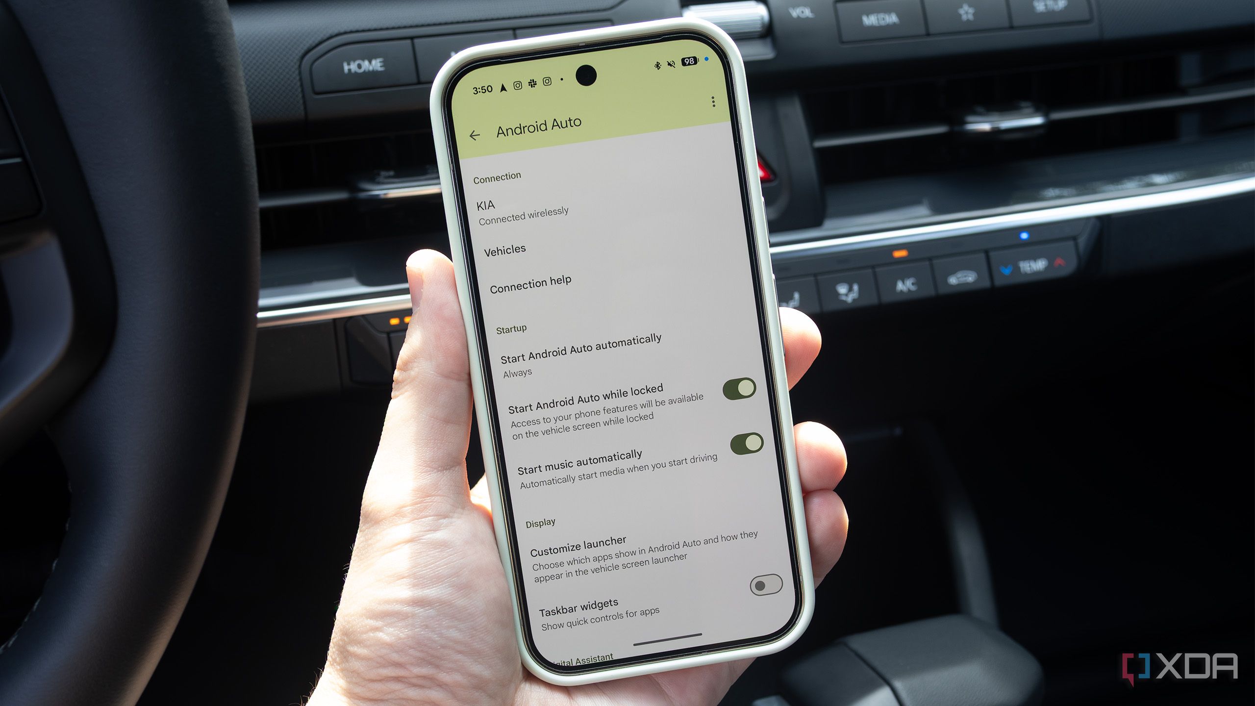 Android Auto's settings on the Pixel 10 Pro 
