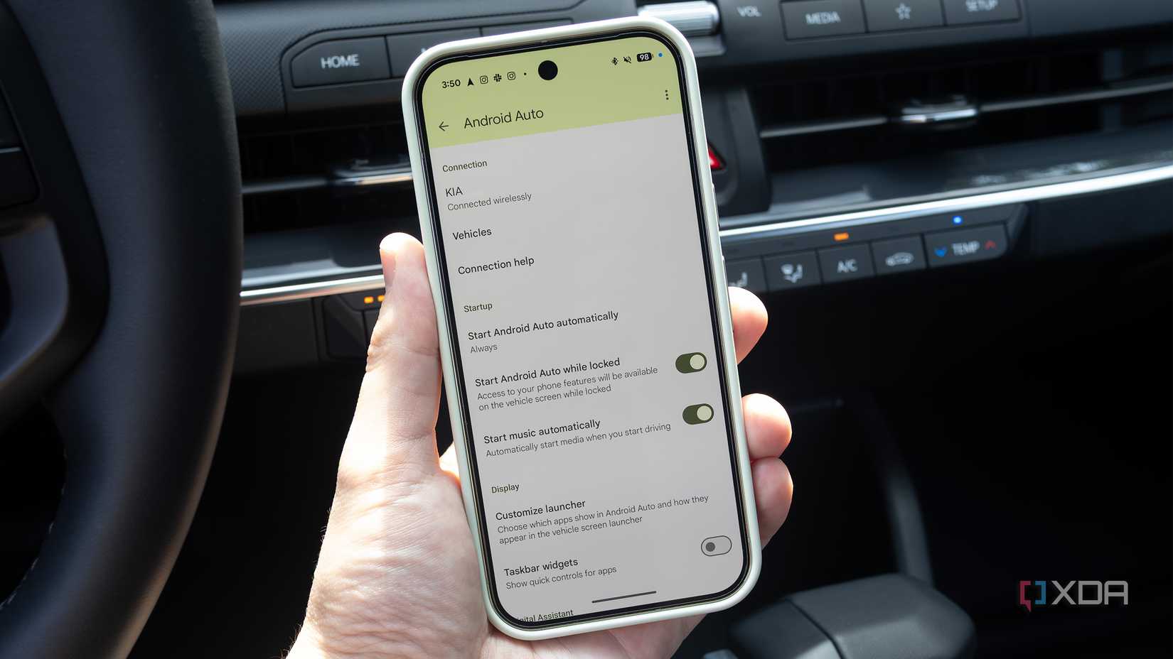 Paramètres Android Auto sur Pixel 10 Pro 