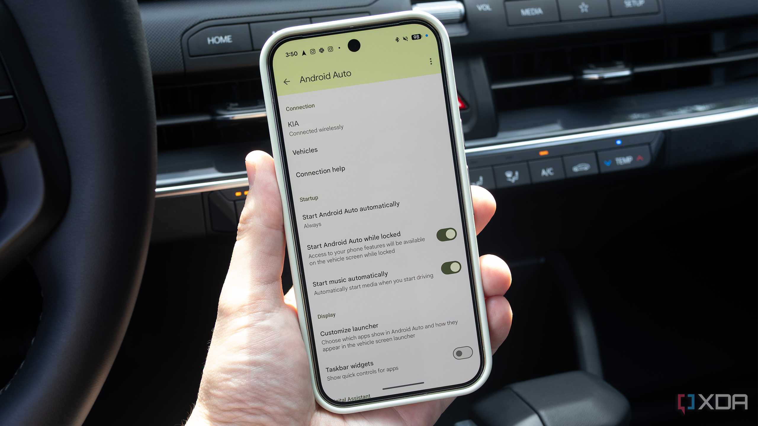 Android Auto's settings on the Pixel 10 Pro
