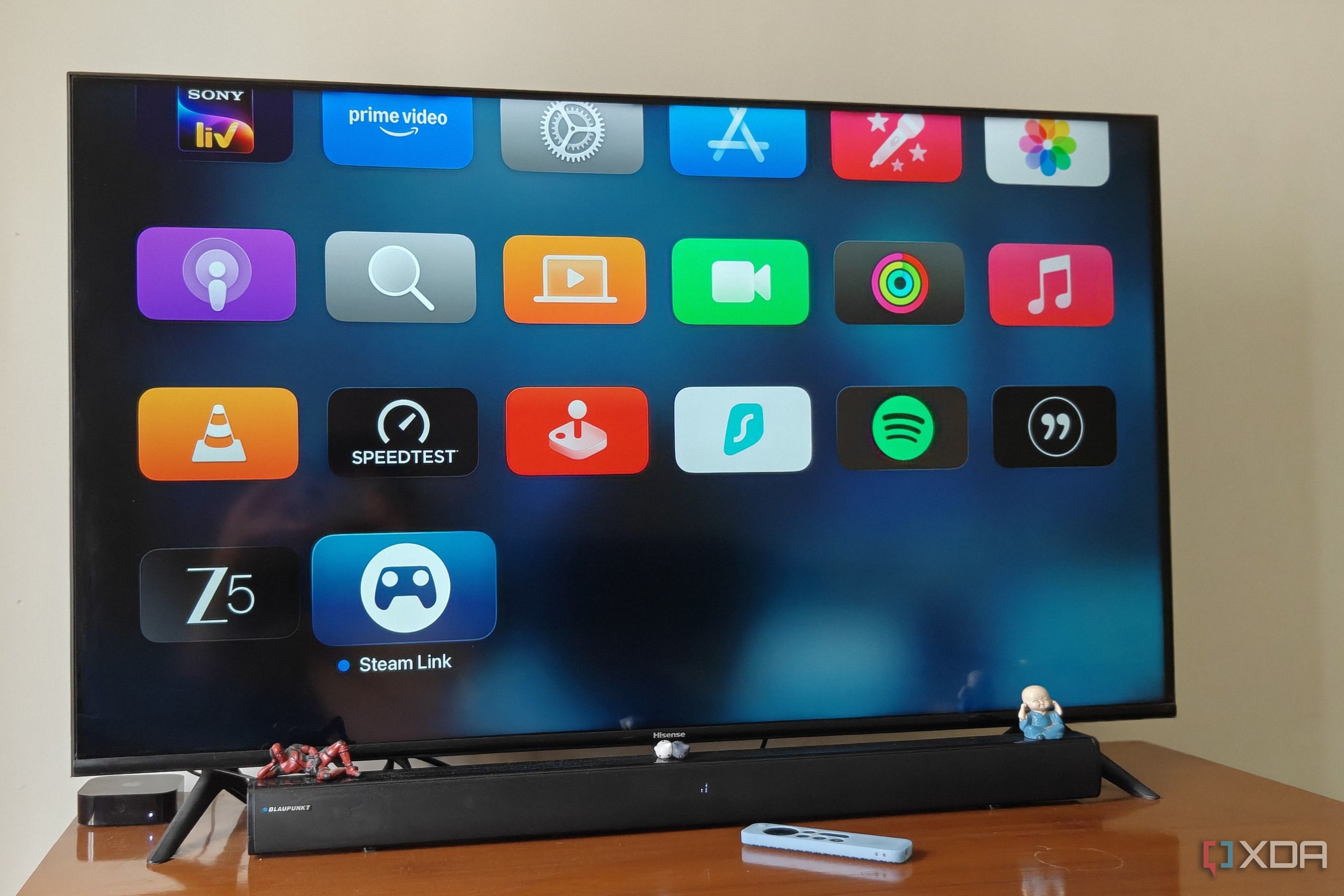 A smart TV running Apple TV 4K showing the Steam Link app icon