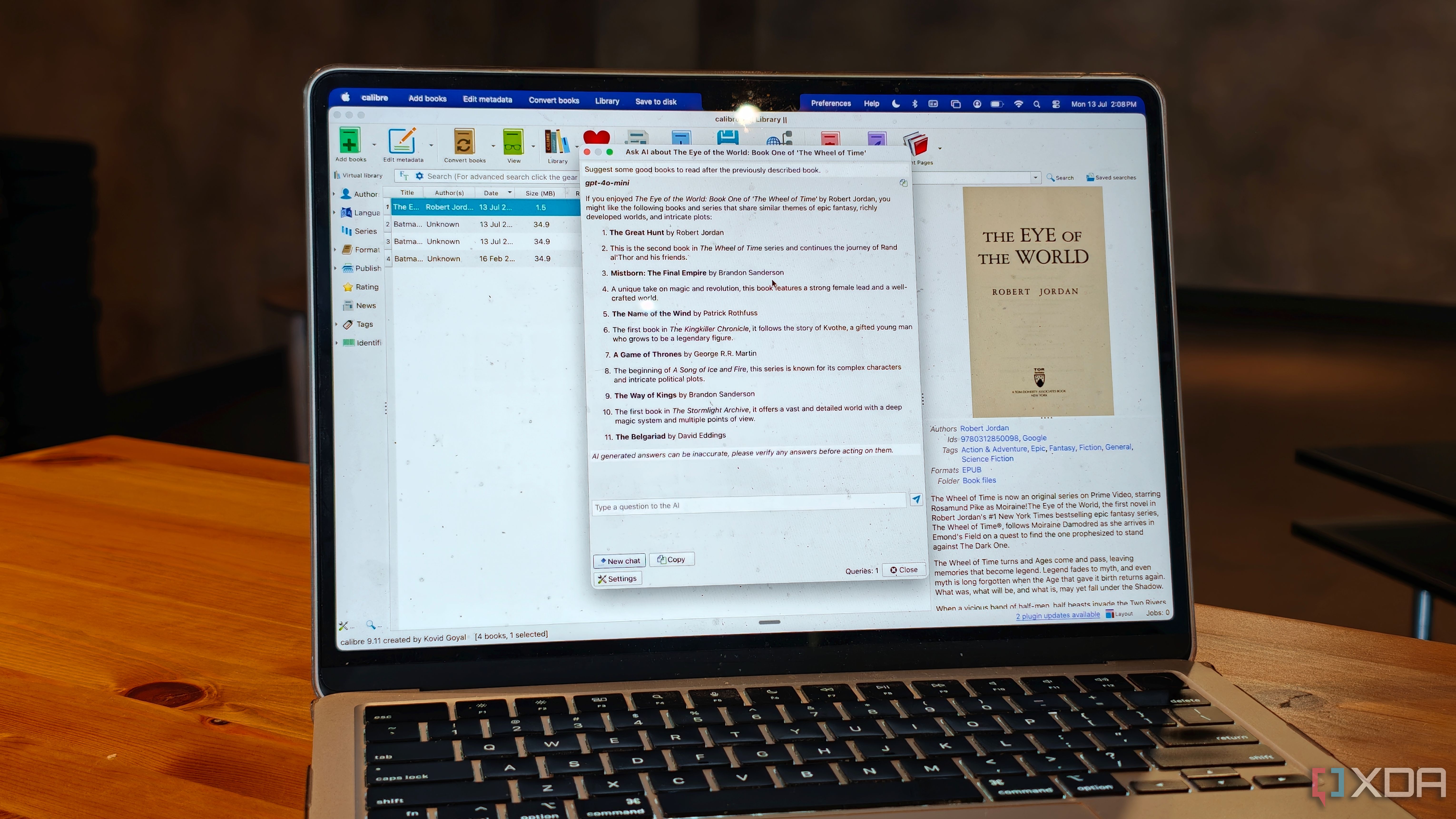calibre AI integration running on a Mac