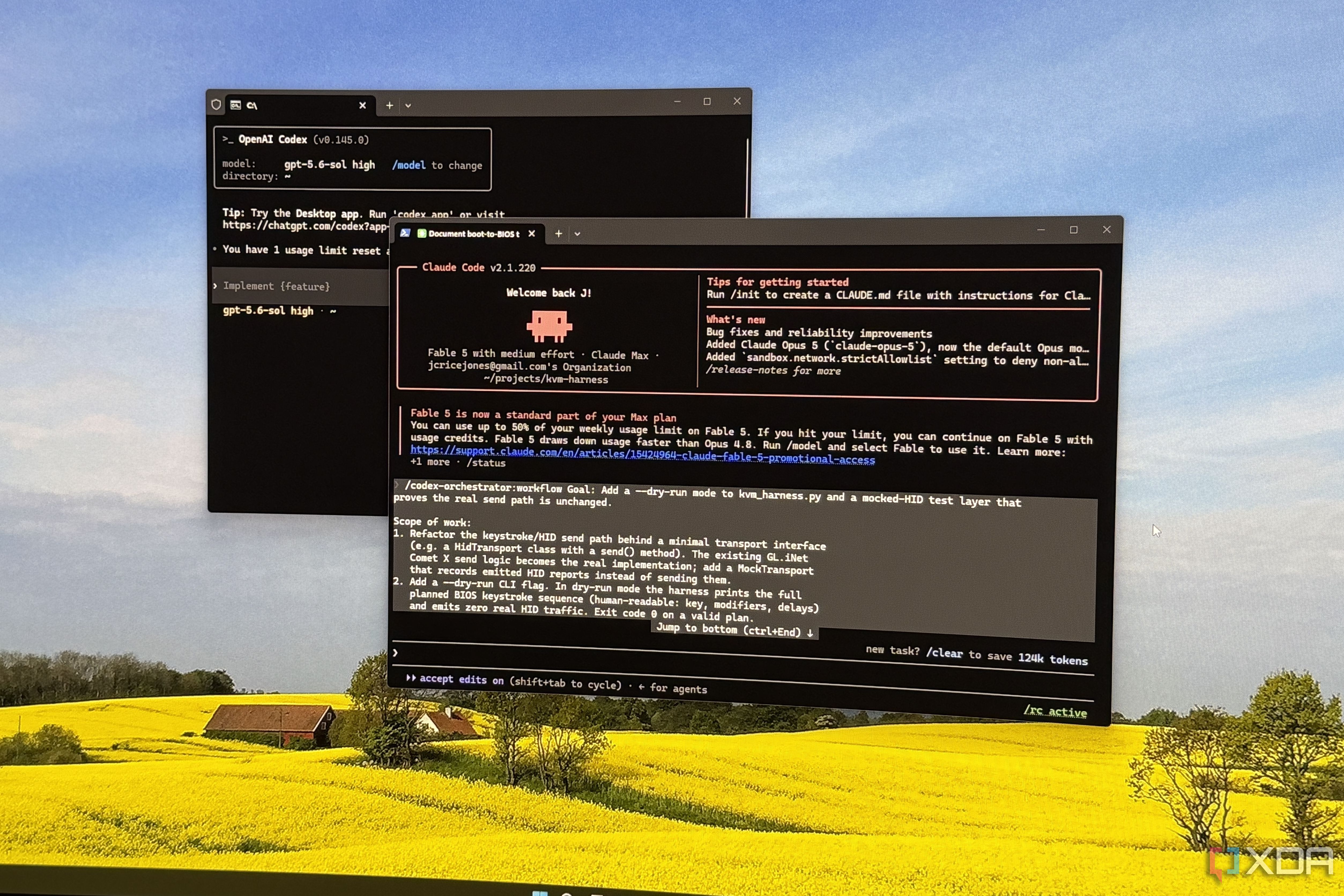 claude code and codex cli in terminal windows