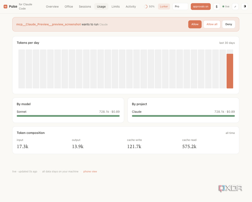 Claude Pulse tool call approval