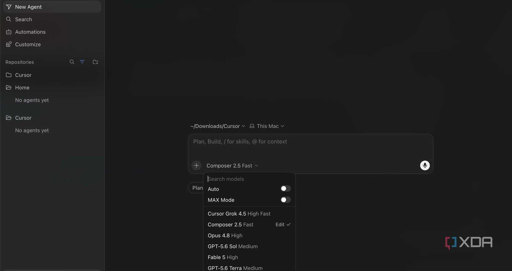 Cursor main menu