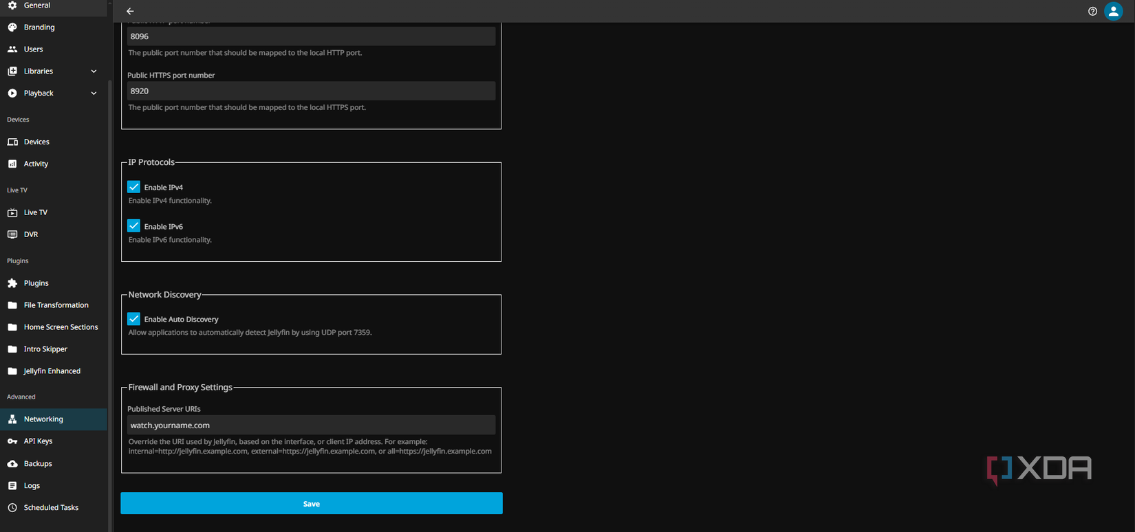 Custom Jellyfin server address