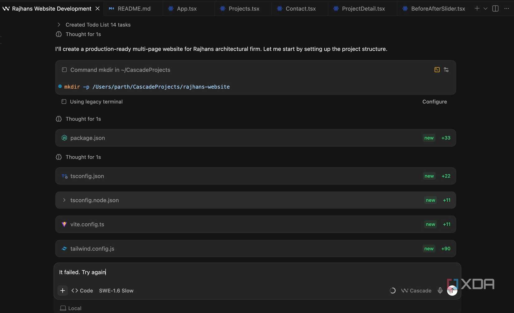 Devin desktop generating code