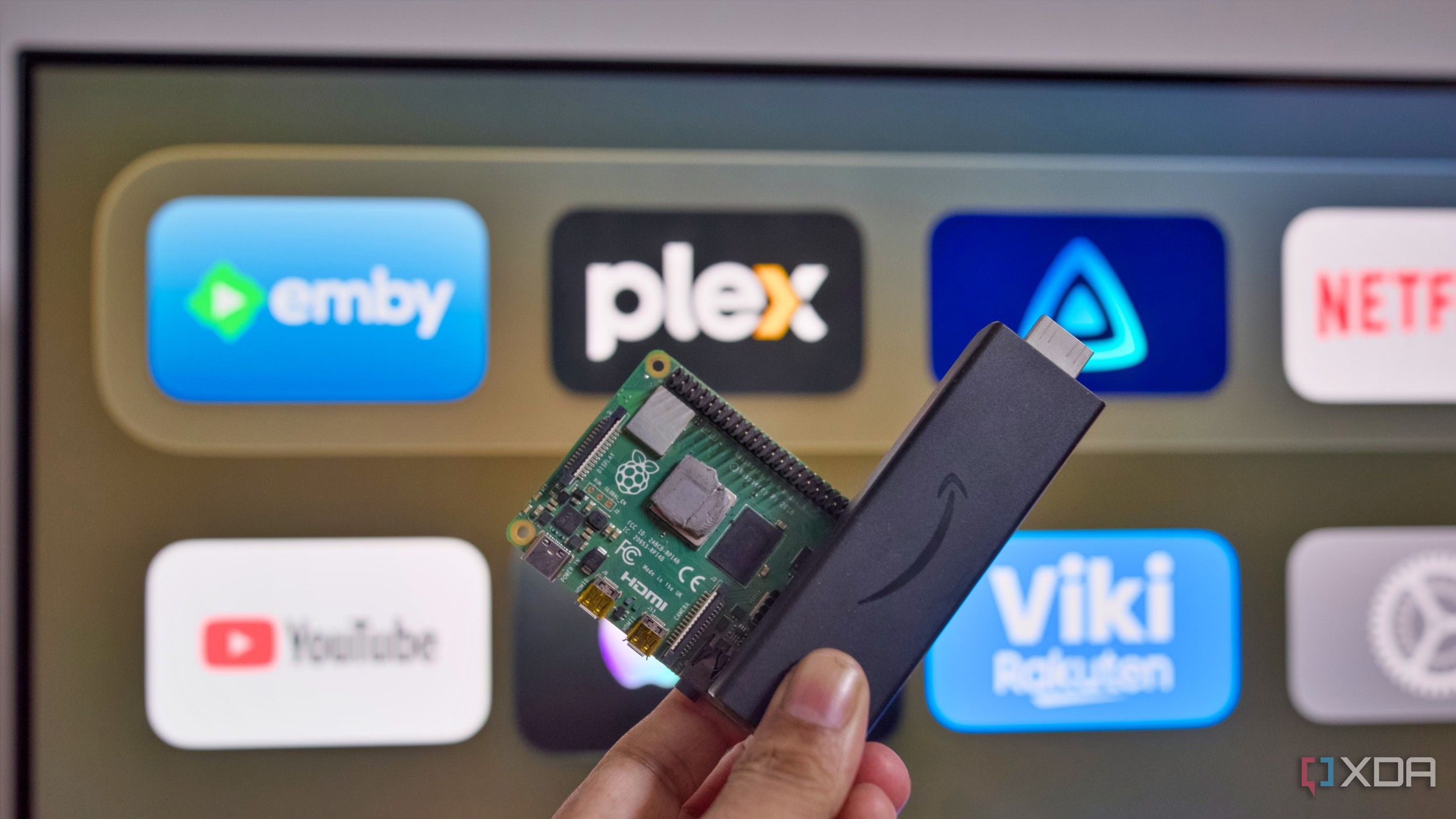 Photo of Fire TV Stick with Raspberry Pi 4B that runs Jellyfin server