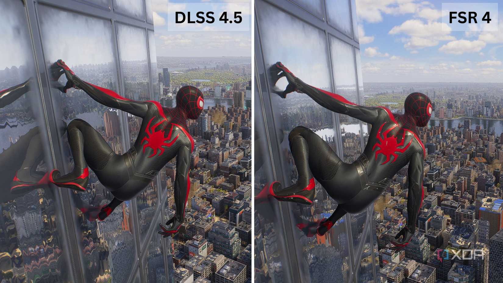 Порівняння DLSS і FSR 4 у Spider-Man 2.