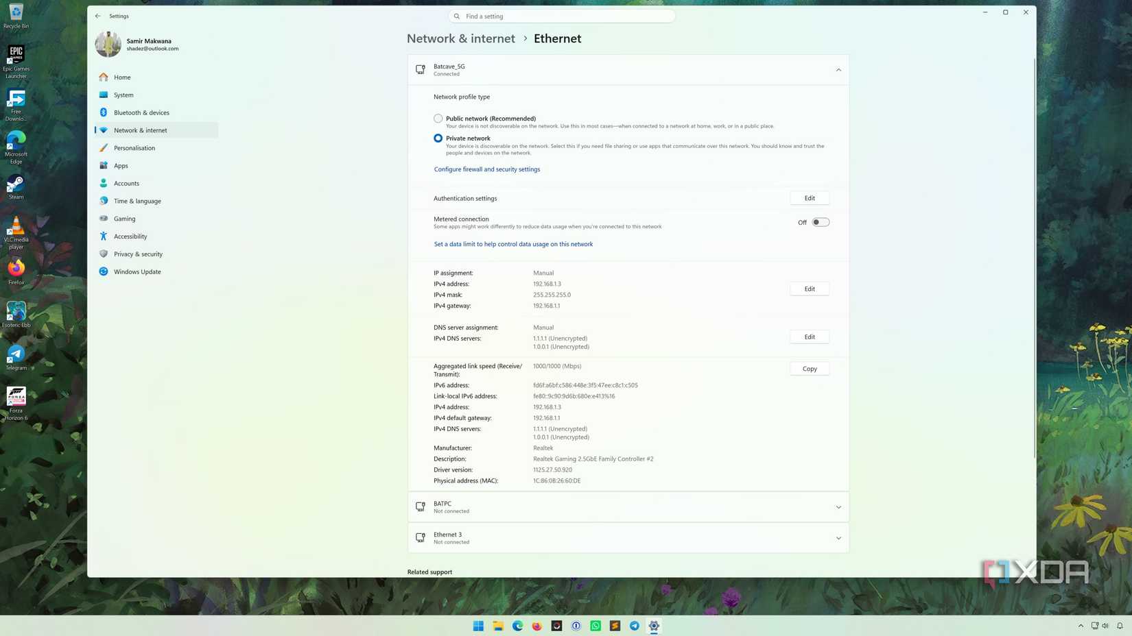 Screenshot of using DNS without HTTPS-in Windows 11