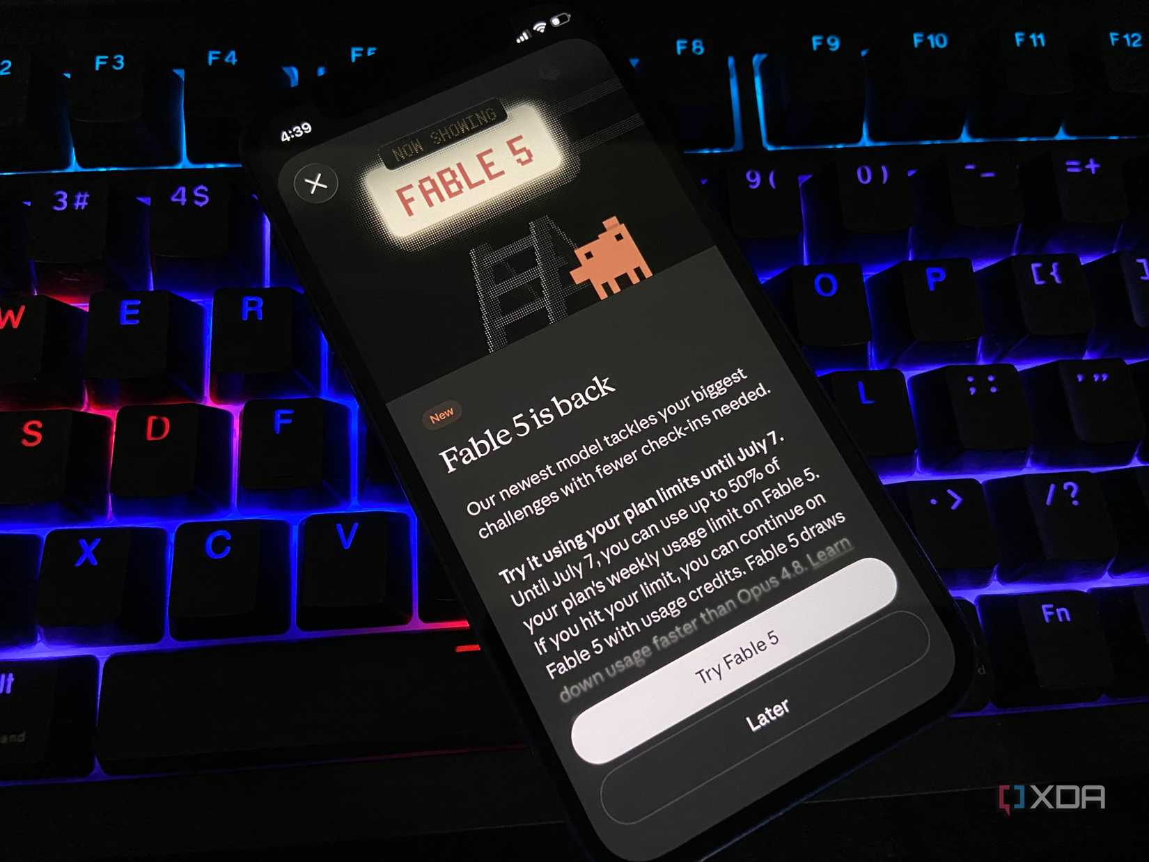 Claude Fable 5 on an iPhone.
