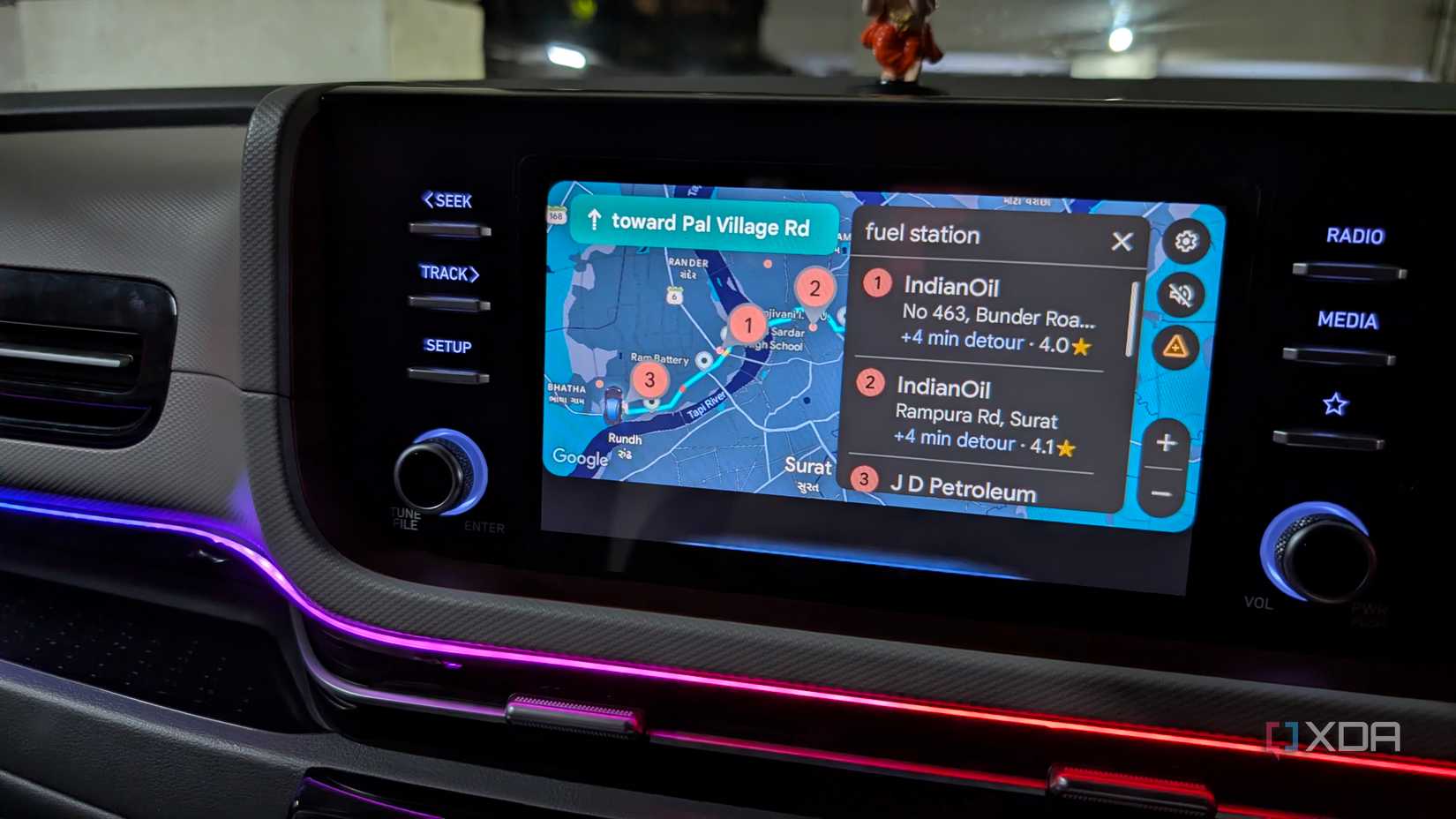 Finding fuel station using automation in Android Auto