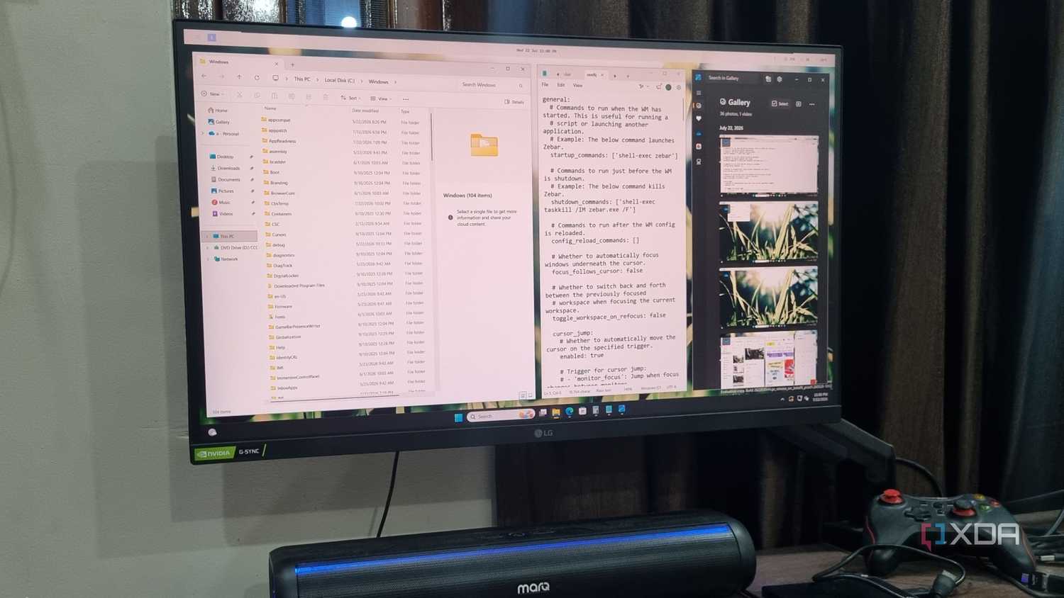 Как автоматизировать управление окнами в Windows с помощью GlazeWM интерфейс GlazeWM на рабочем столе Windows 11