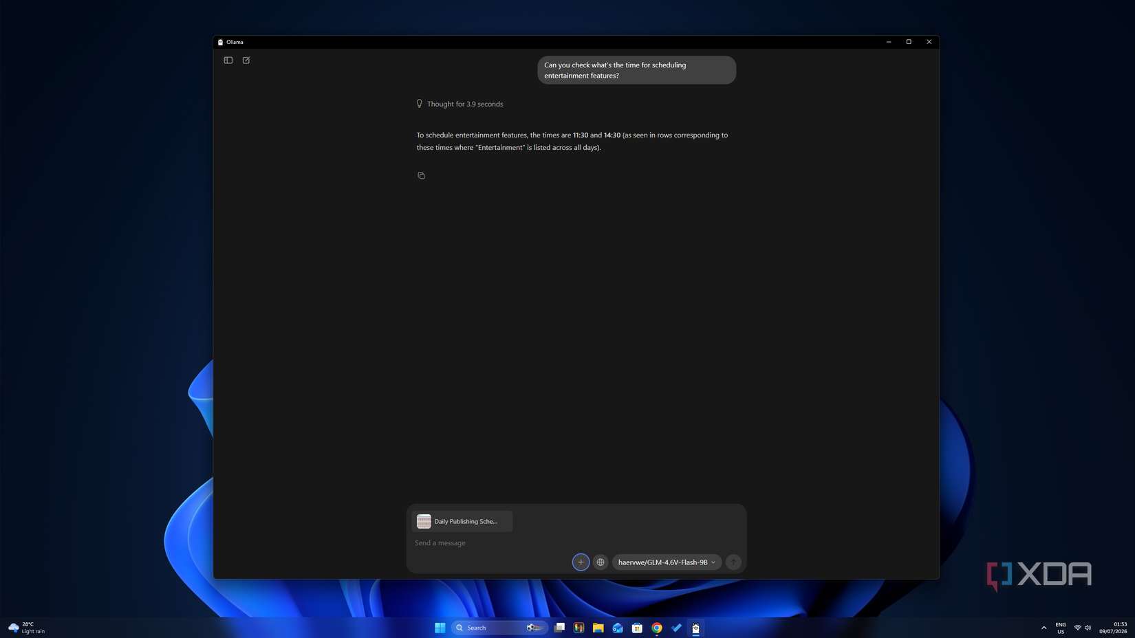 GLM Flash on a desktop PC running on Ollama.