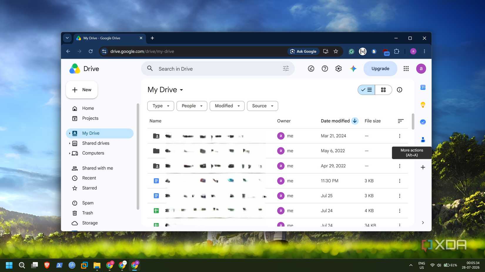 screenshot of google drive documents