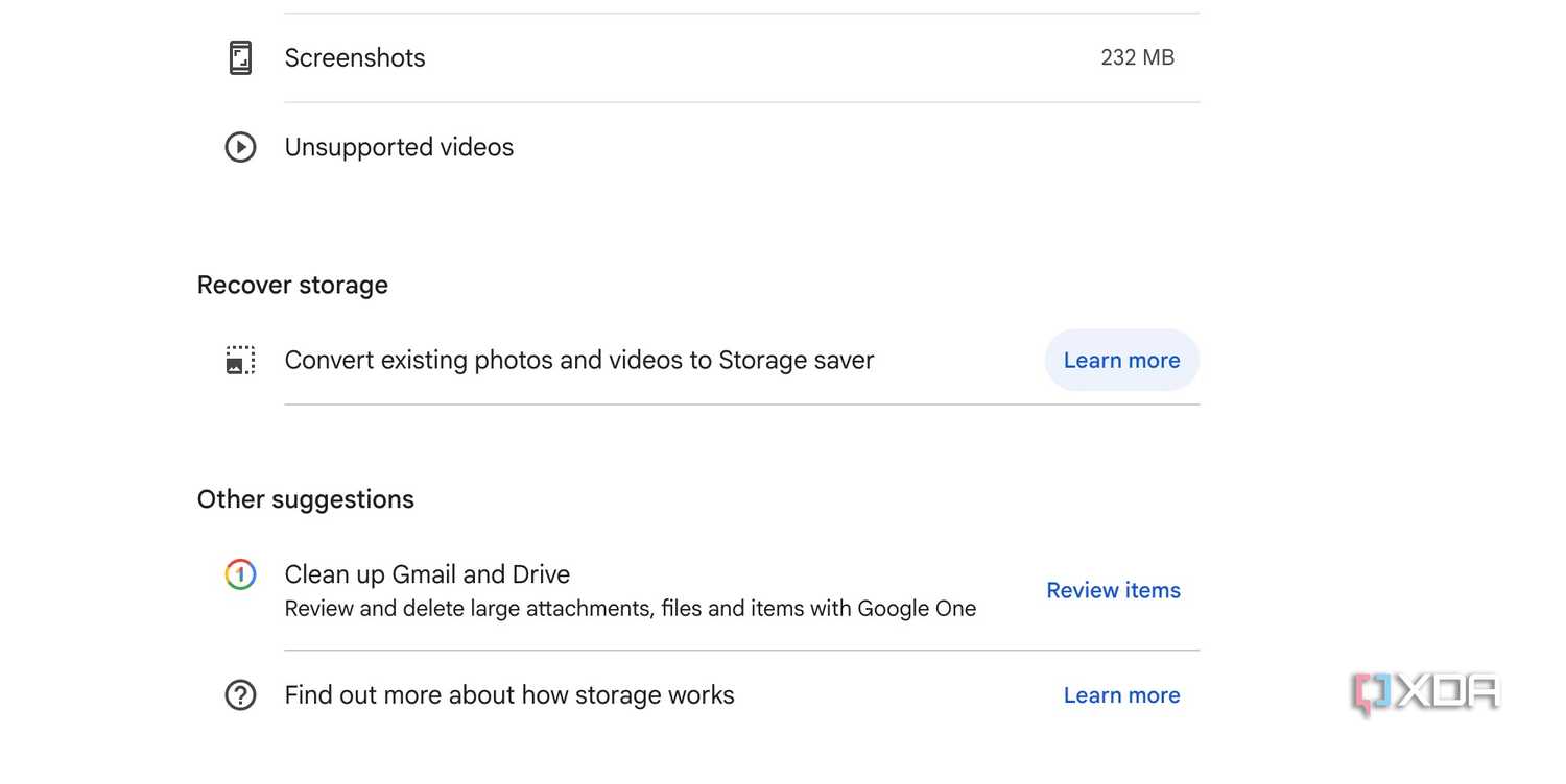 Google Photos recover storage