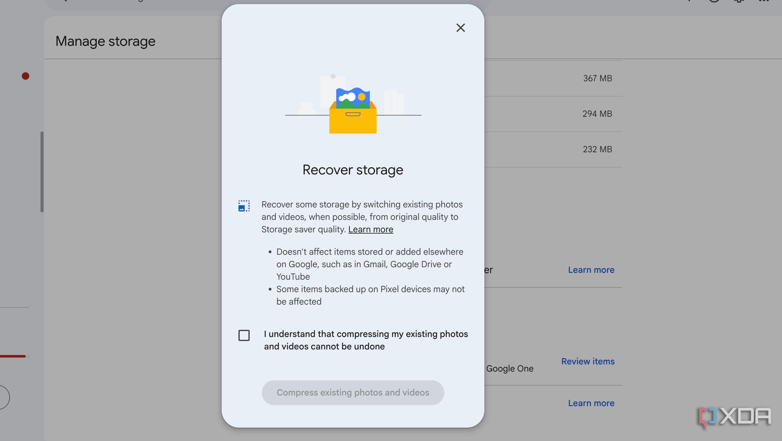 compress Google Photos media