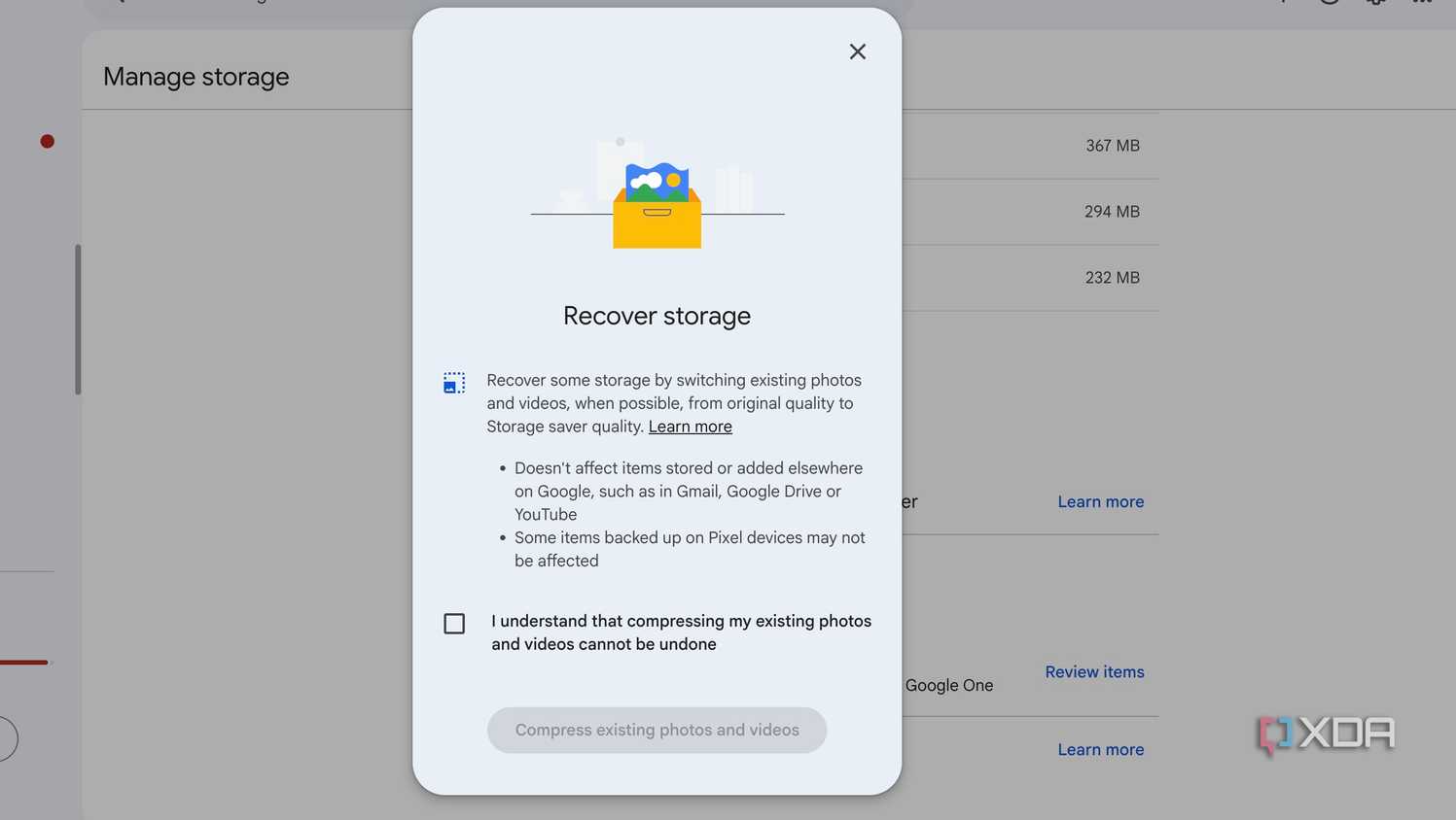 compress Google Photos media