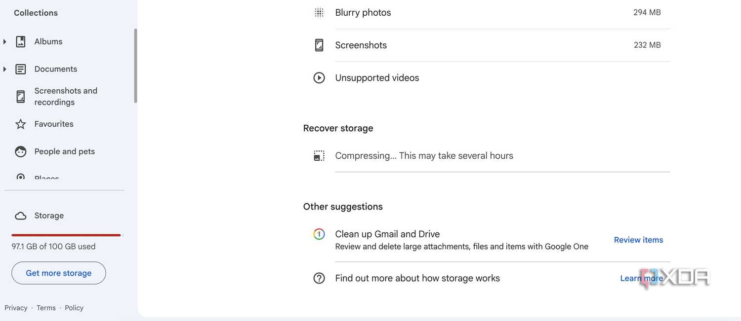 Google Photos recover storage in action