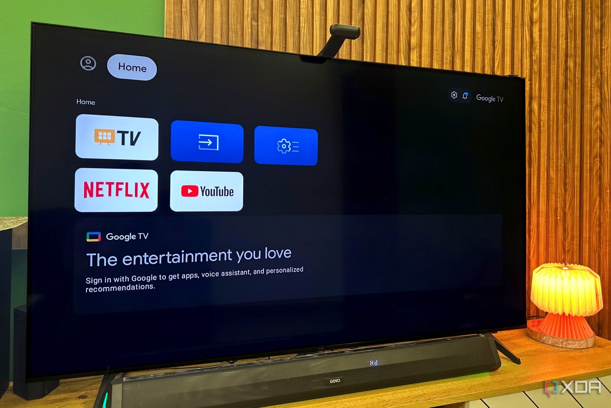 Basic Mode home screen on Google TV
