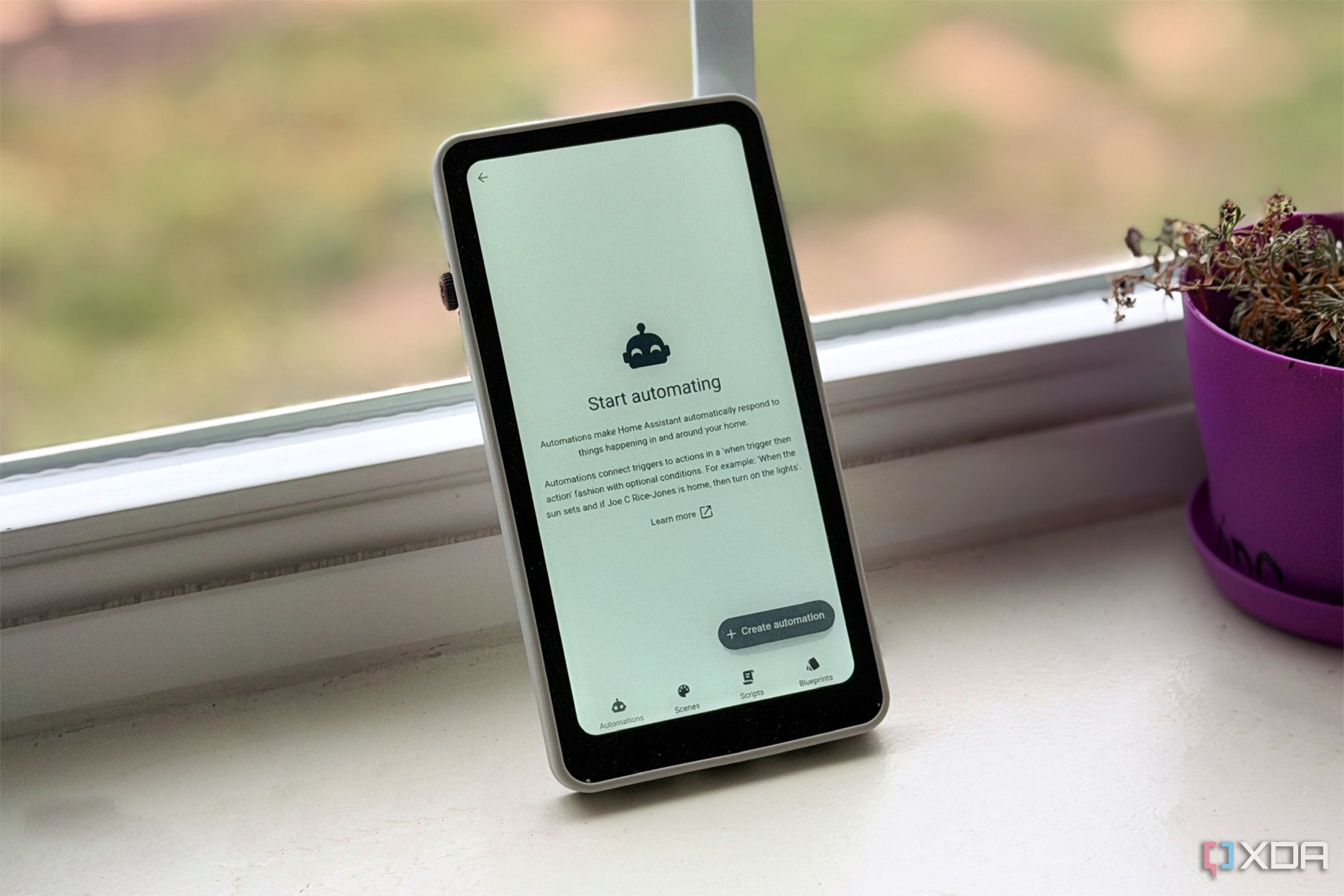 home assistant app automations page open on an e ink device