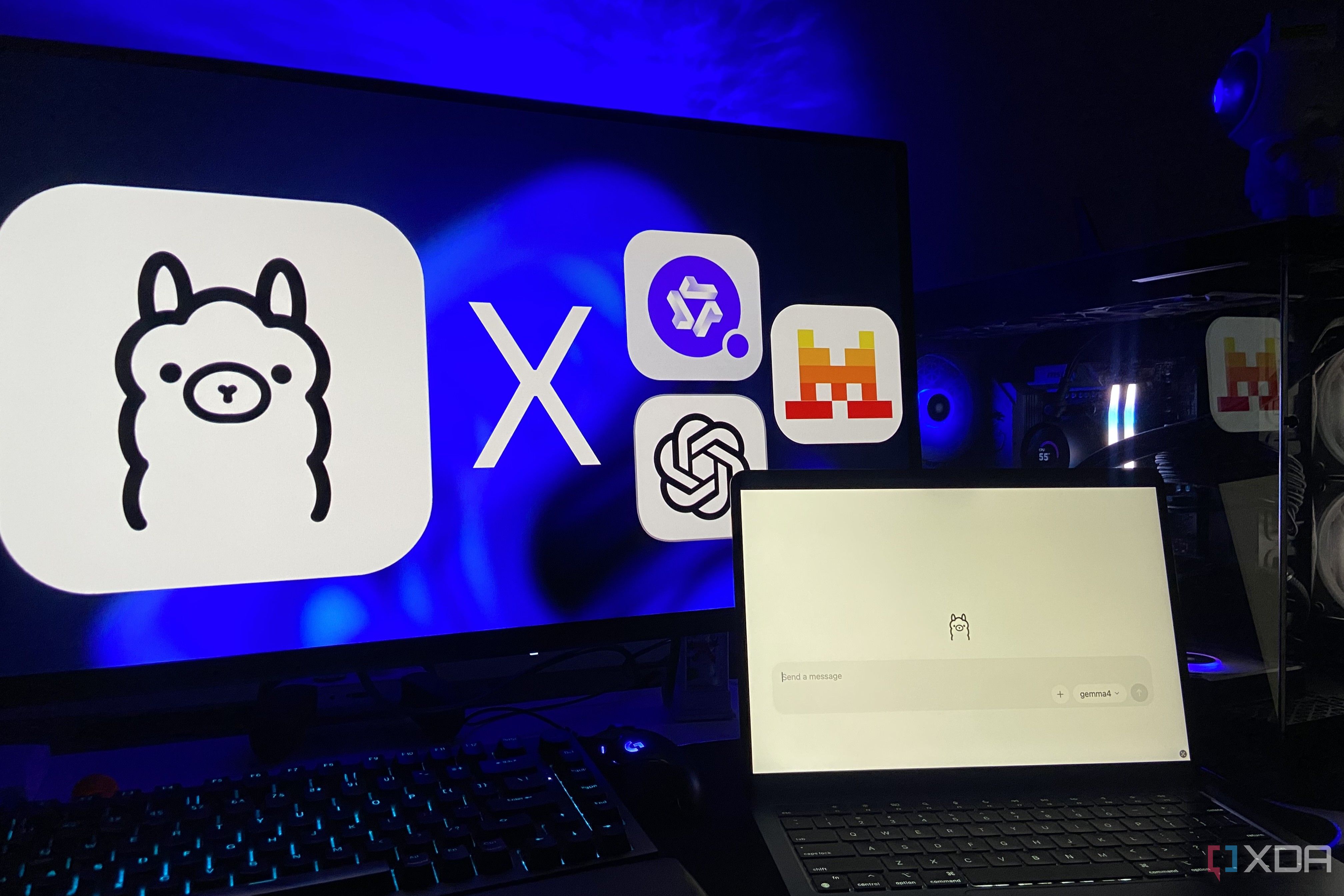 Ollama running on a Desktop PC and an M2 Macbook Air. 