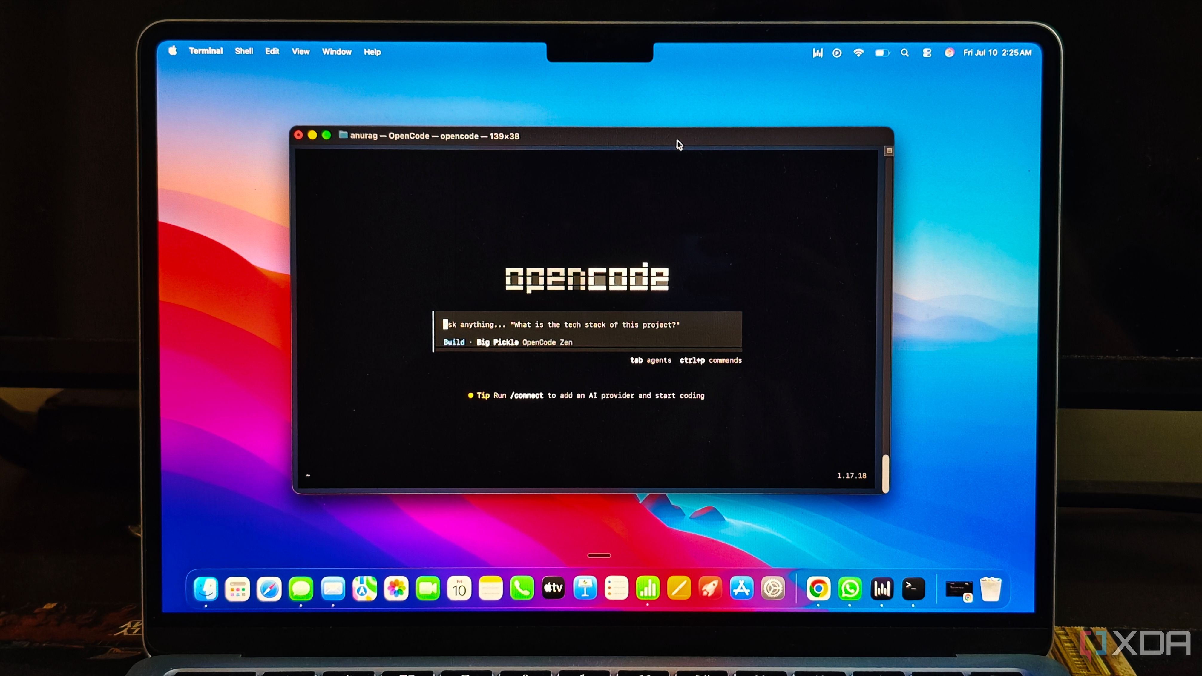 Opencode running on a MacBook