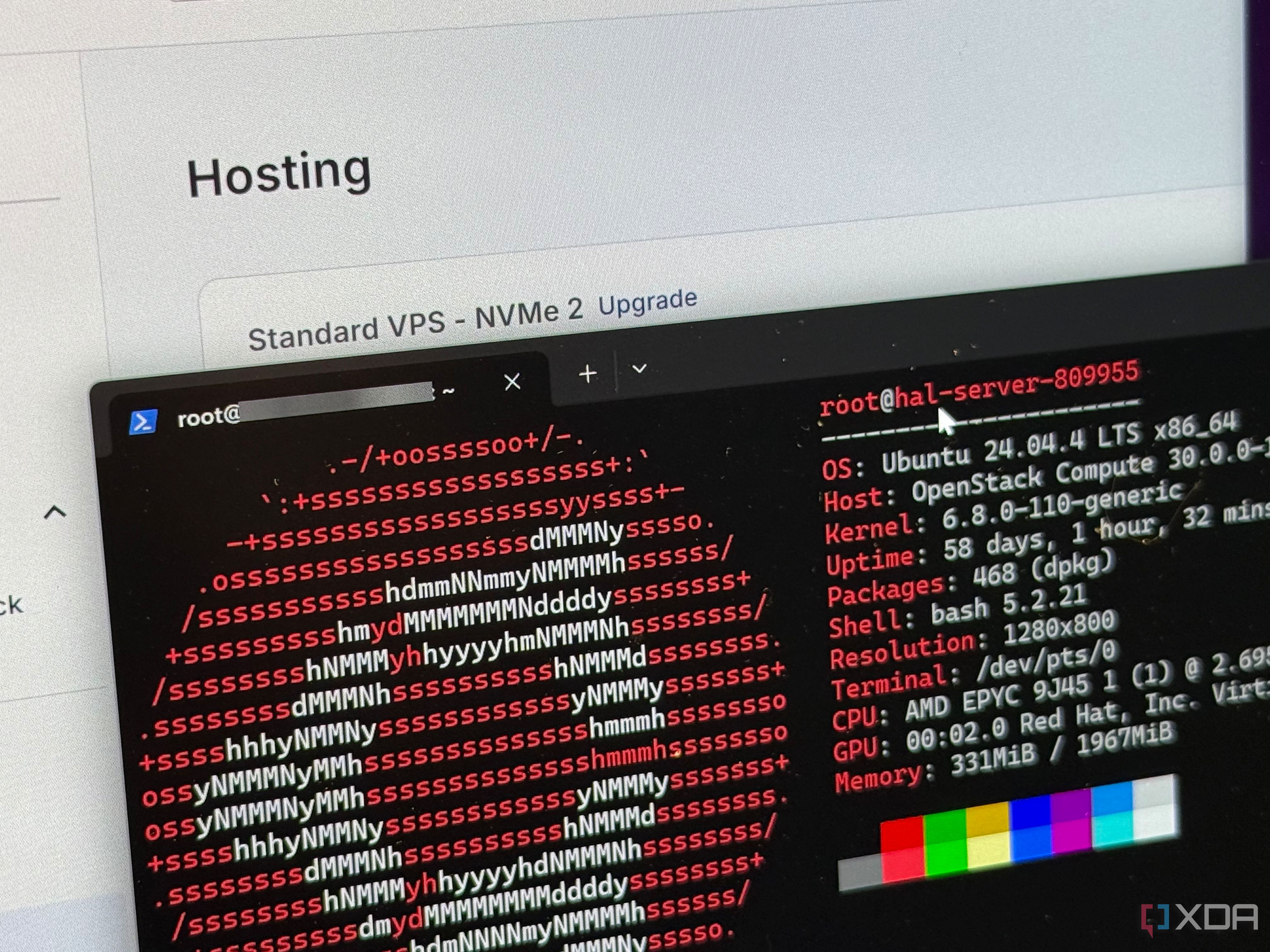 A CLI showing neofetch ran on an Ubuntu VPS