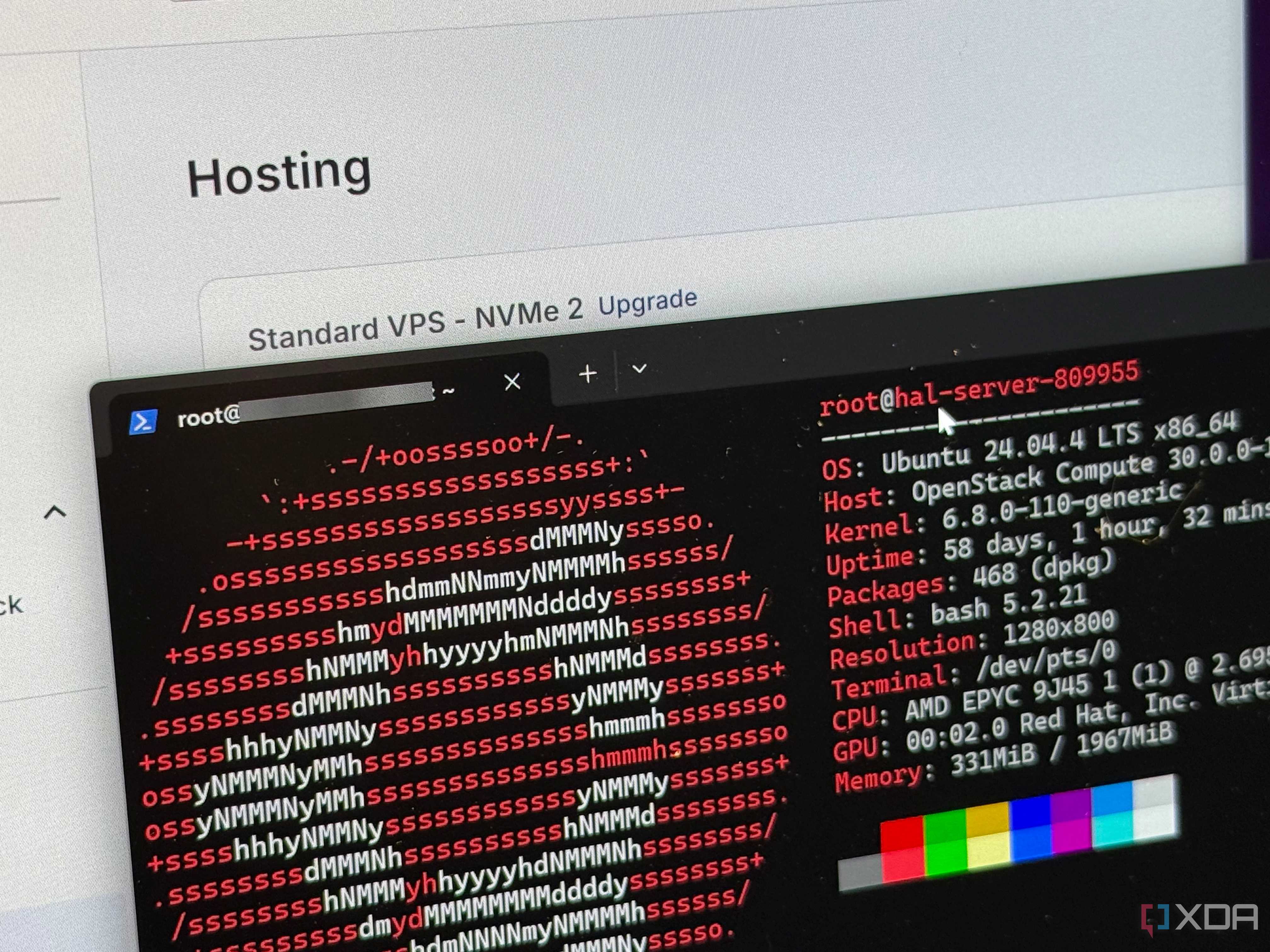 A CLI showing neofetch ran on an Ubuntu VPS