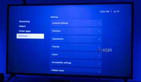 A TV displaying settings for Kyu Launcher on Android TV