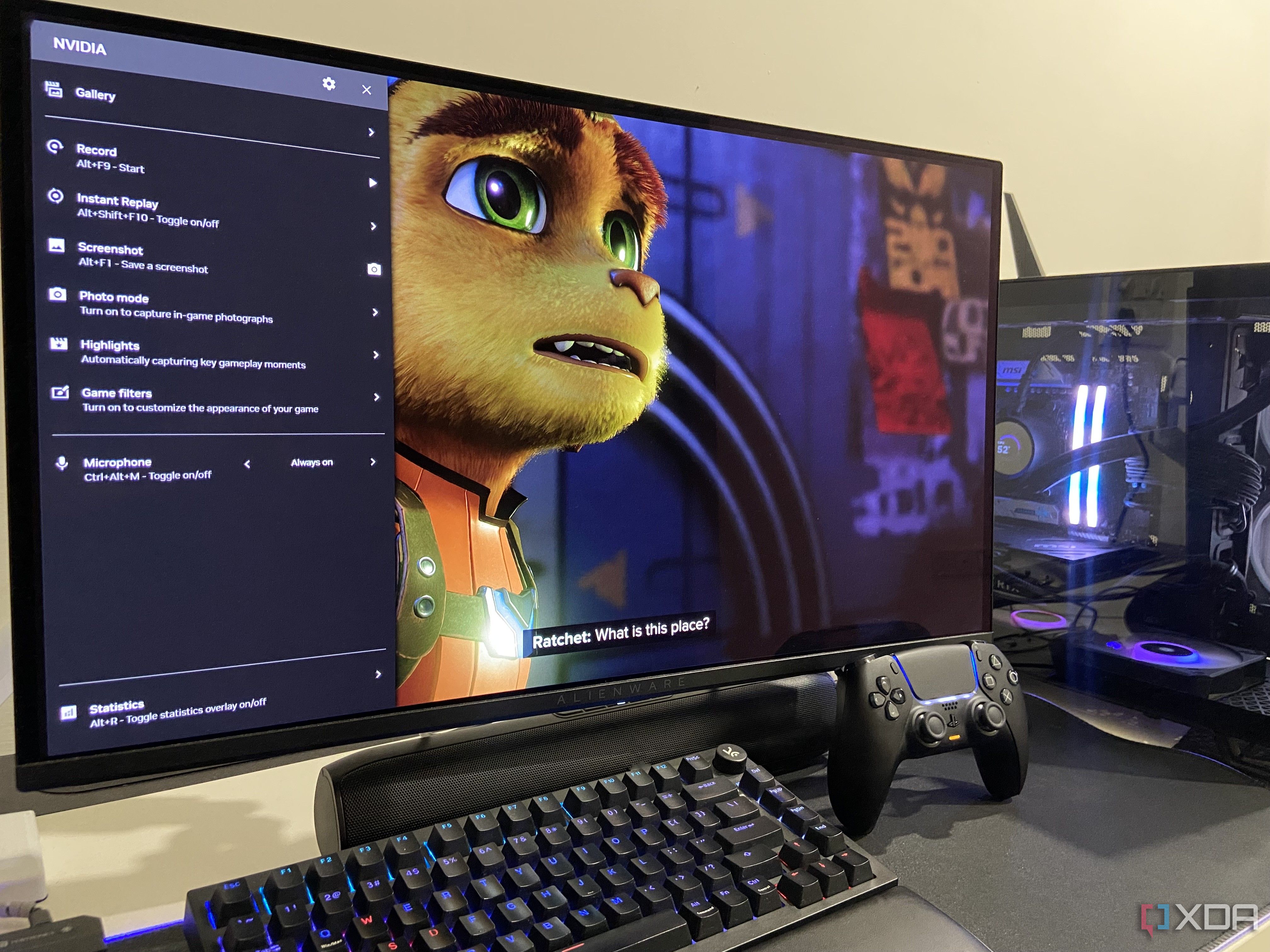 Nvidia Control Panel overlay running on a session of Ratchet and Clank on PC. 