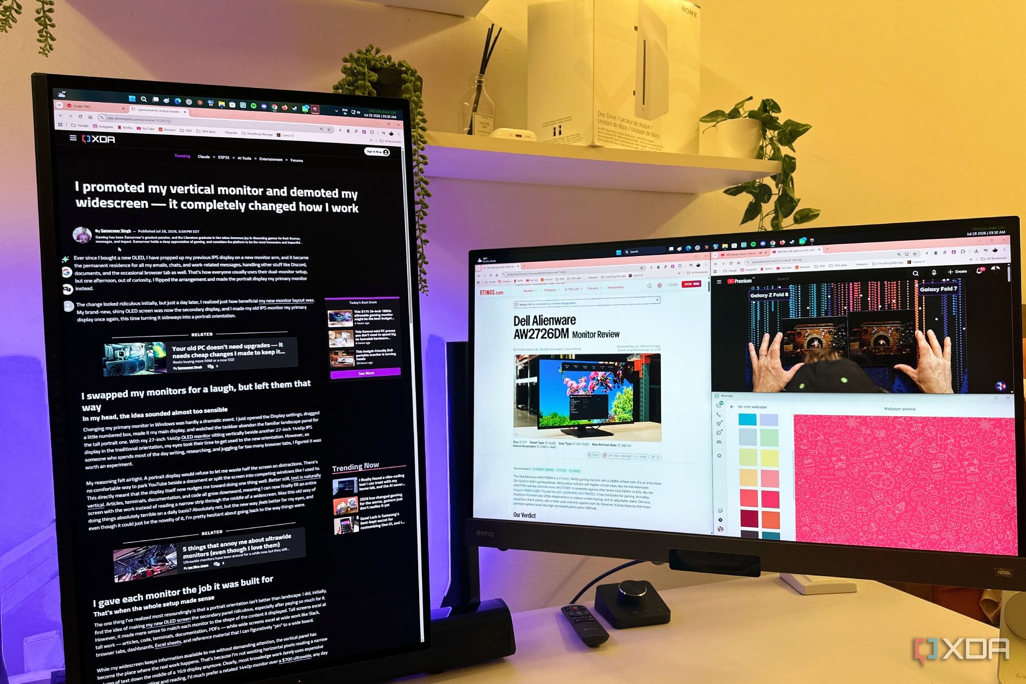 Turning my main monitor vertical and my widescreen as secondary.