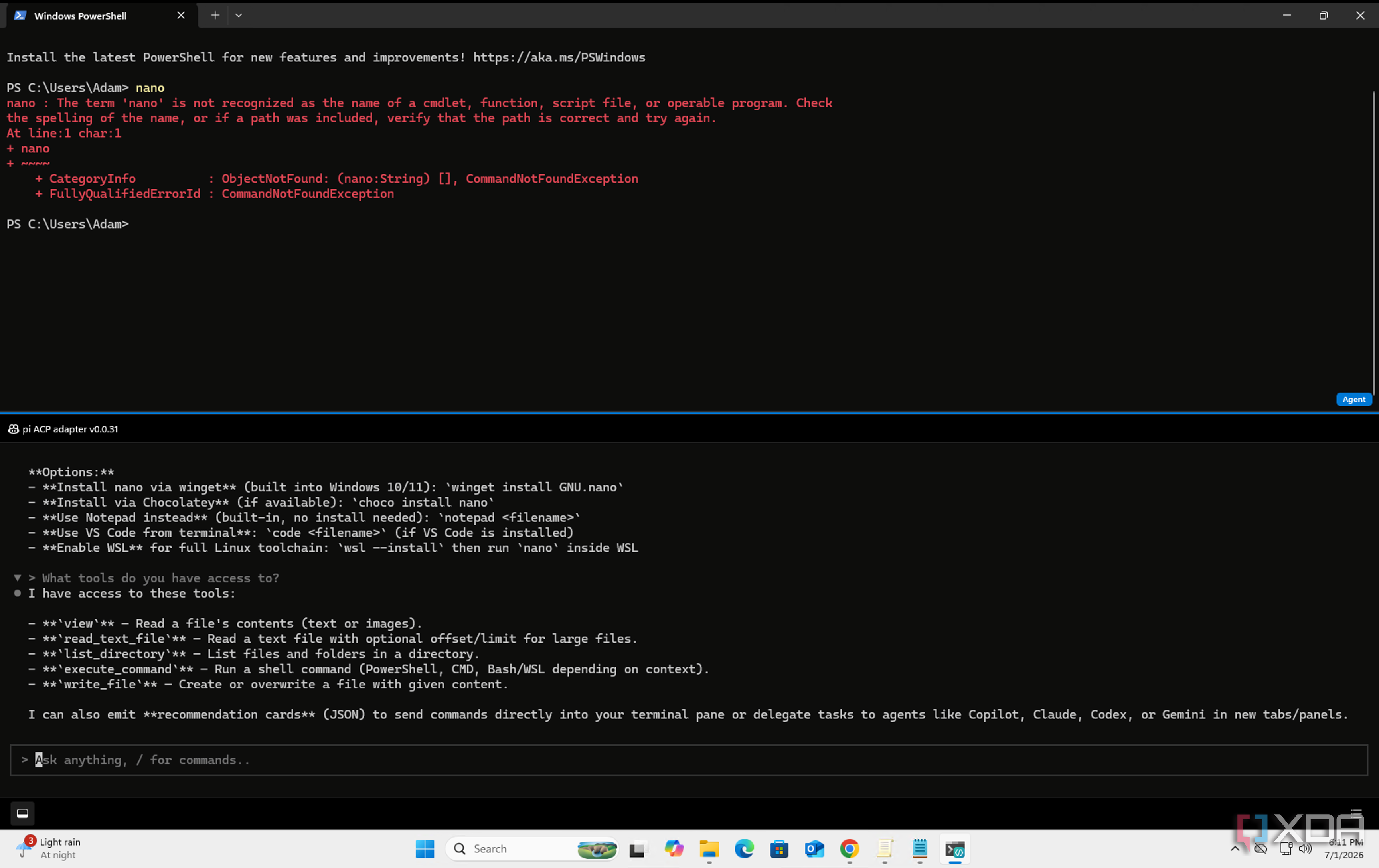 Microsoft's new Intelligent Terminal isn't locked to Copilot, and I got ...